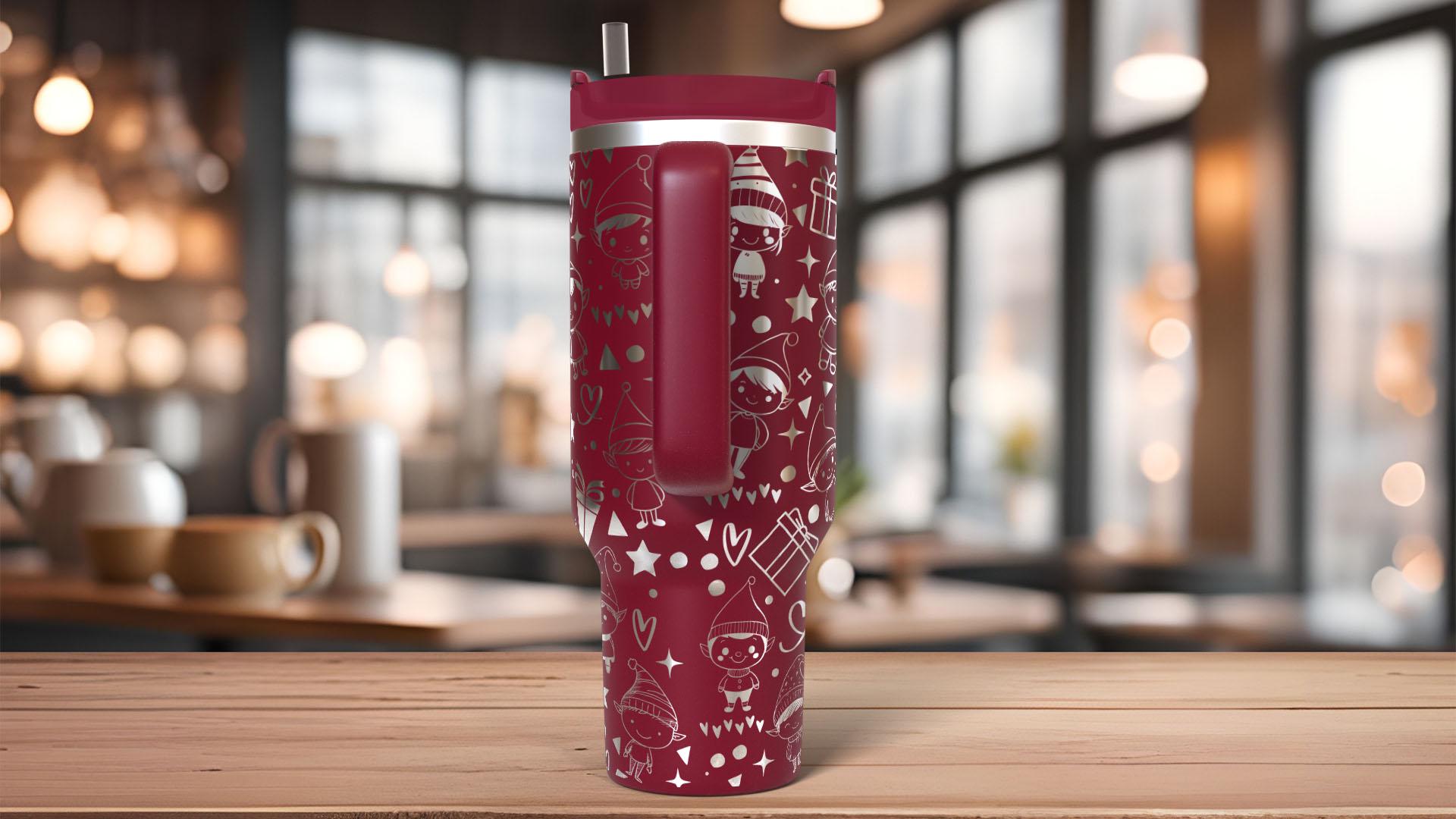 Cute Christmas Elves Holiday Tumbler Wrap SVG | 40oz Laser Engraving File | Rotary Ready Digital Design | Seasonal SVG