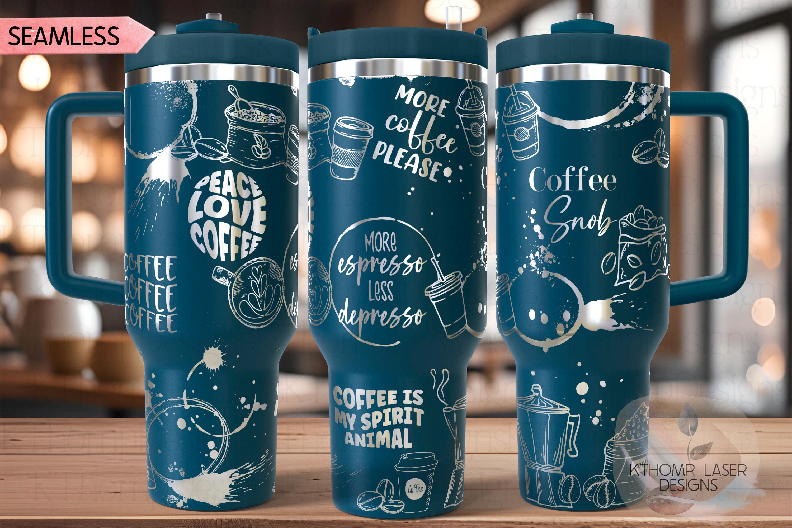 Coffee Lover Themed Tumbler Wrap SVG | 40oz Laser Engraving File | Rotary Ready Digital Design | Sassy Coffee SVG