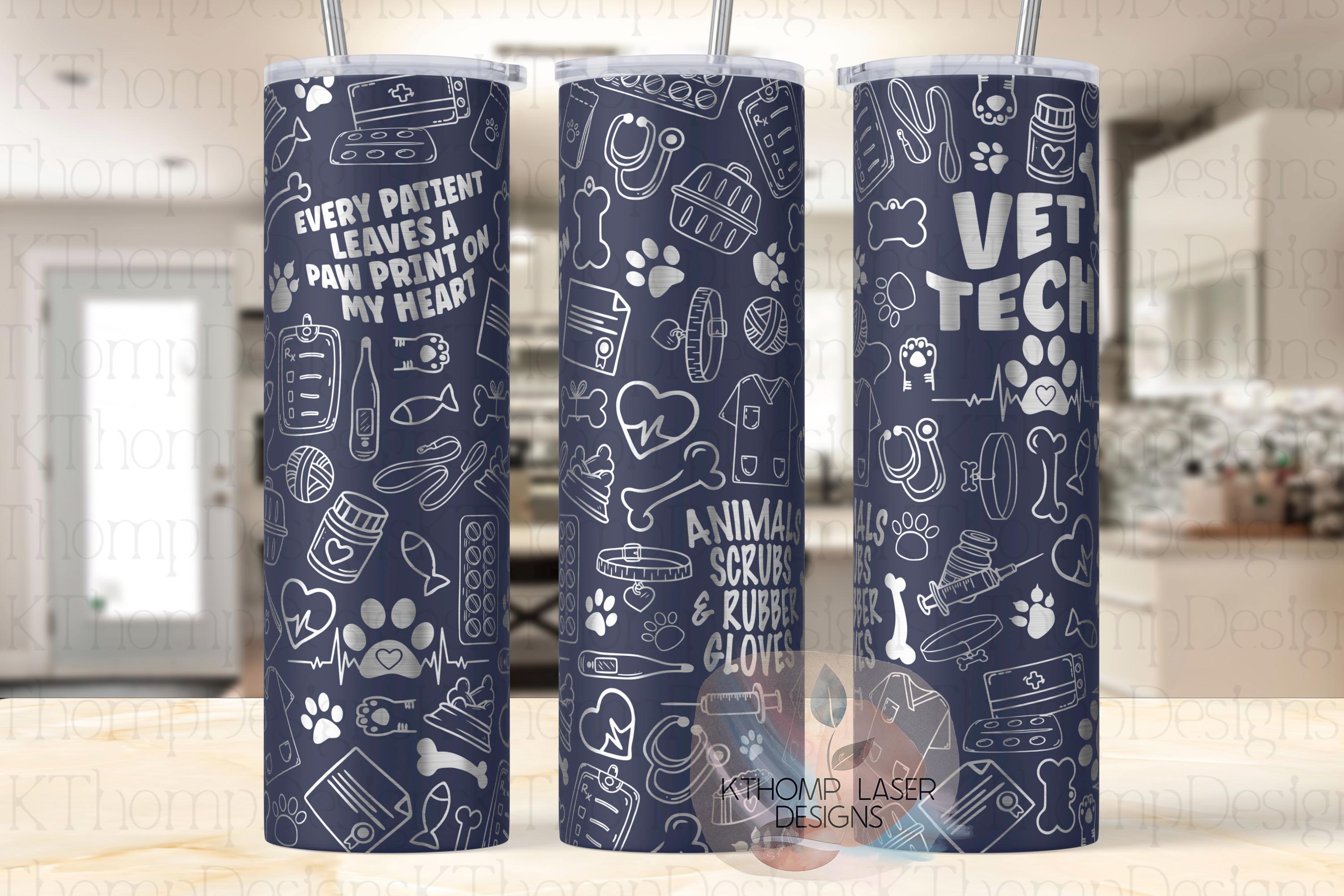Veterinarian Vet Tech Tumbler Wrap SVG | 20oz Skinny Laser Engraving File | Rotary Ready Digital Design | Career Gift SVG