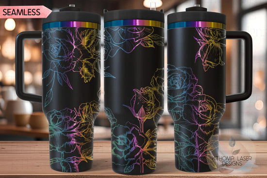 Roses 1 Tumbler Wrap SVG | 40oz Laser Engraving File | Rotary Engrave Digital Design | Floral SVG Design