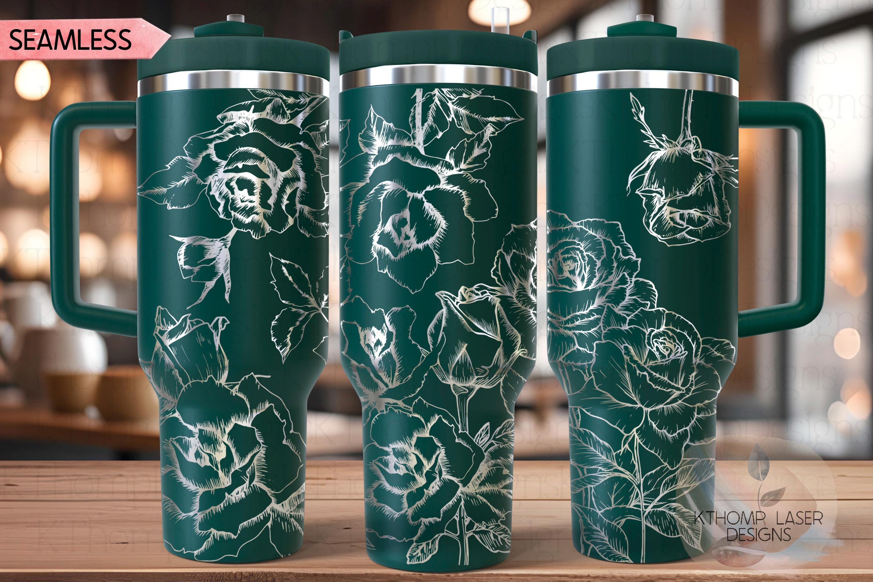 Roses 2 Tumbler Wrap SVG | 40oz Laser Engraving File | Rotary Engrave Digital Design | Floral SVG Design