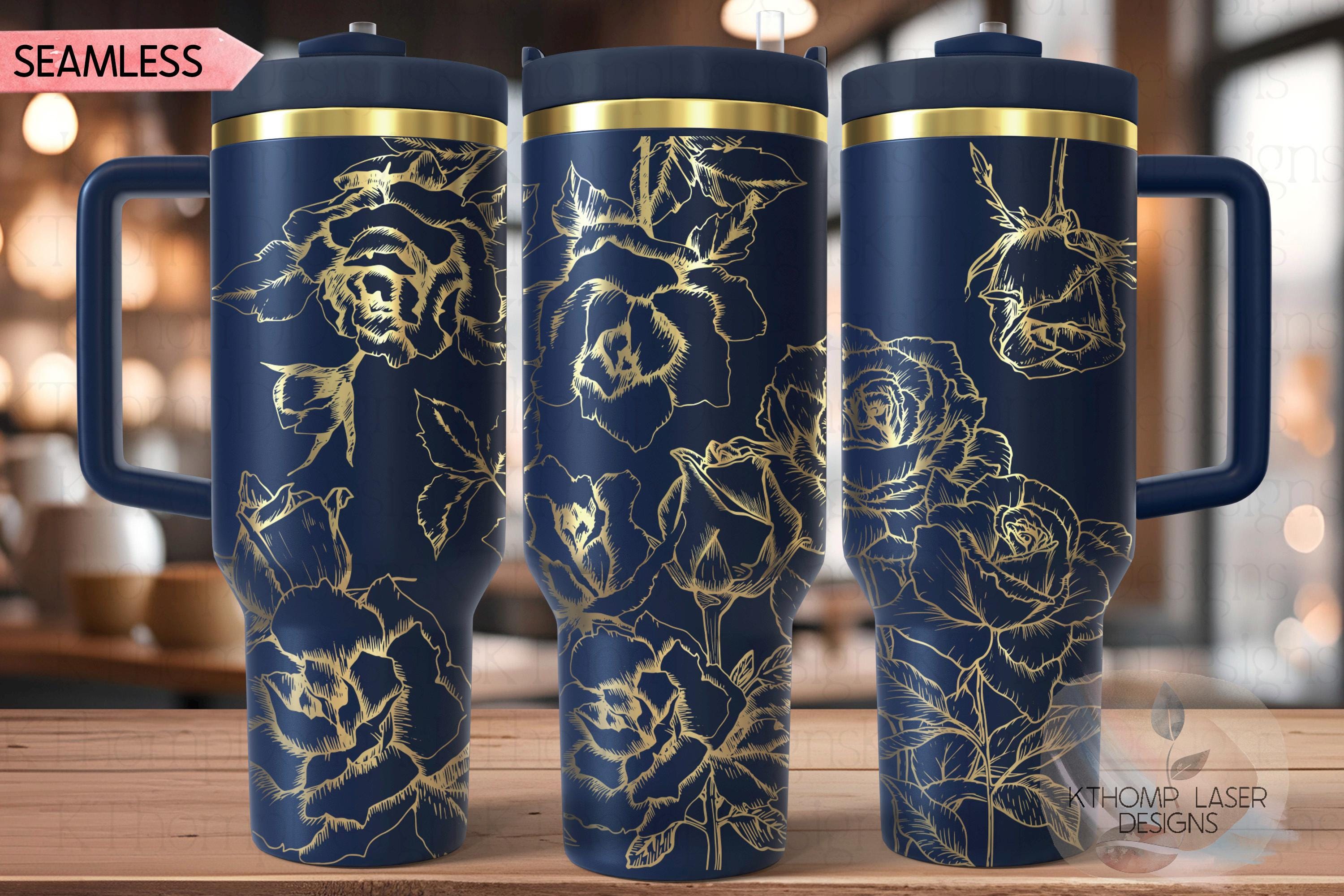 Roses 2 Tumbler Wrap SVG | 40oz Laser Engraving File | Rotary Engrave Digital Design | Floral SVG Design