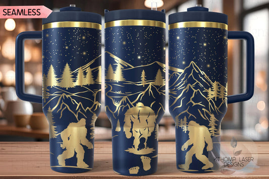 Yeti Bigfoot Sasquatch Tumbler Wrap SVG | 40oz Laser Engraving File | Rotary Ready Digital Design | Exotic Animal SVG