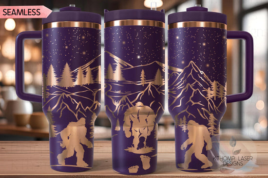 Yeti Bigfoot Sasquatch Tumbler Wrap SVG | 40oz Laser Engraving File | Rotary Ready Digital Design | Exotic Animal SVG