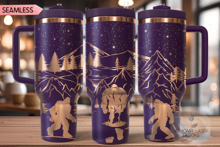 Yeti Bigfoot Sasquatch Tumbler Wrap SVG | 40oz Laser Engraving File | Rotary Ready Digital Design | Exotic Animal SVG