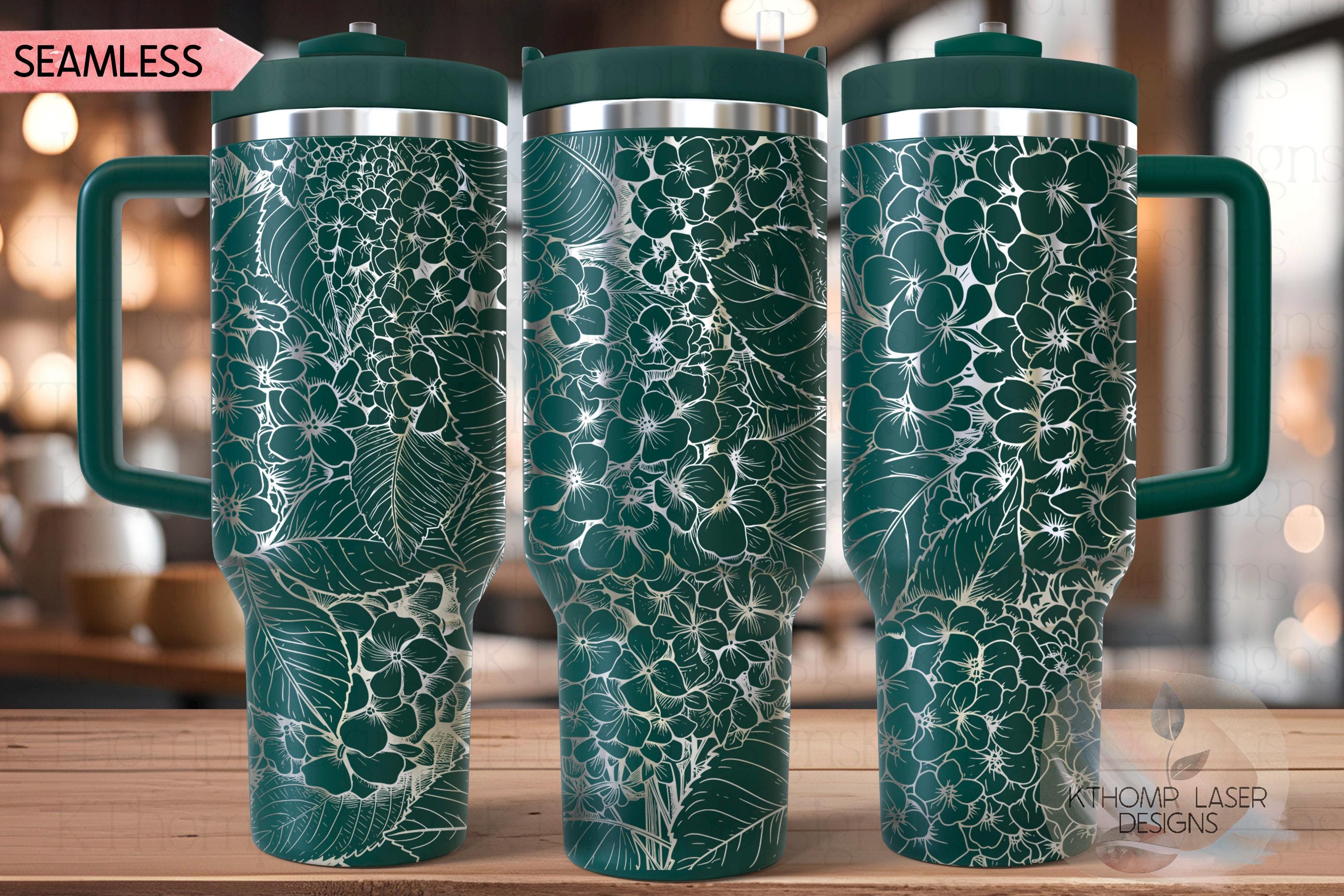 Hydrangeas Tumbler Wrap SVG | 40oz Laser Engraving File | Rotary Engrave Digital Design | Floral SVG Design