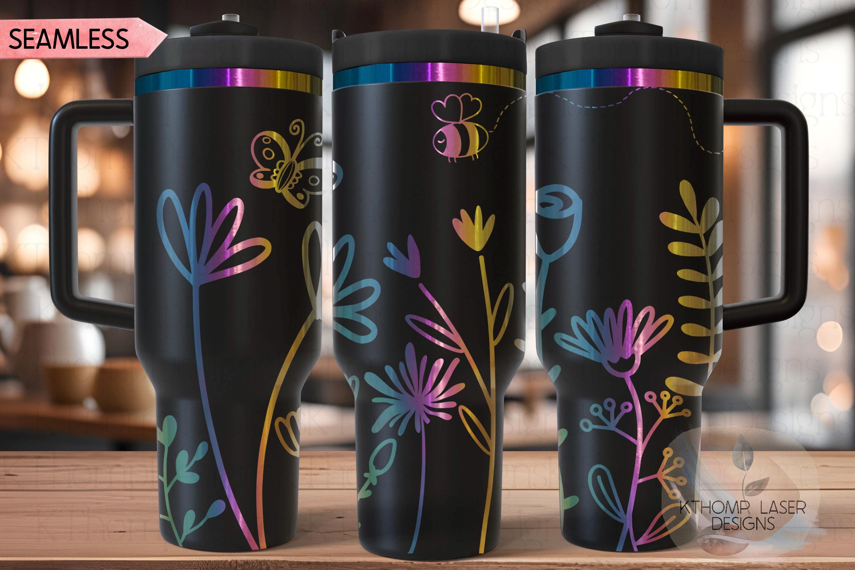 Floral Garden Tumbler Wrap SVG | 40oz Laser Engraving File | Rotary Engrave Digital Design | Floral SVG Design