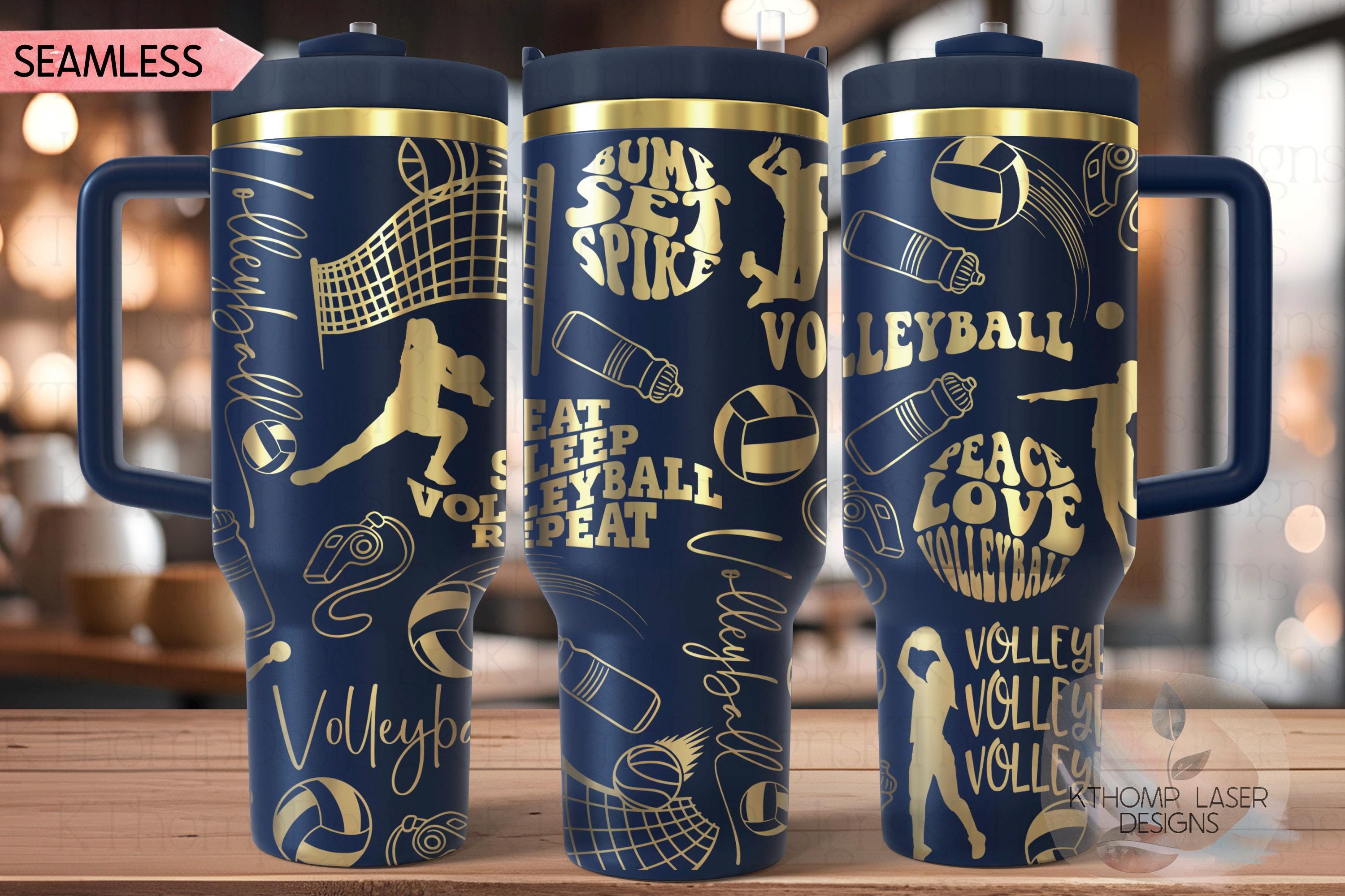 Volleyball Fan Girl Tumbler Wrap SVG | 40oz Laser Engraving File | Rotary Ready Digital Design | Sports Fan SVG