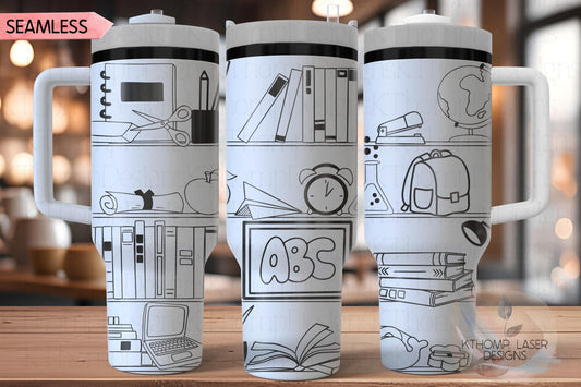 School Shelves Tumbler Wrap SVG | 40oz Laser Engraving File | Rotary Ready Digital Design | Career Gift SVG