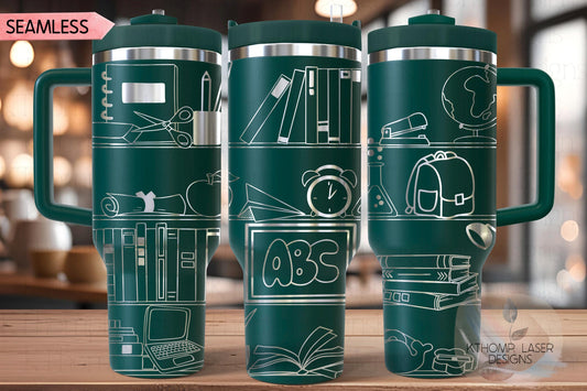 School Shelves Tumbler Wrap SVG | 40oz Laser Engraving File | Rotary Ready Digital Design | Career Gift SVG