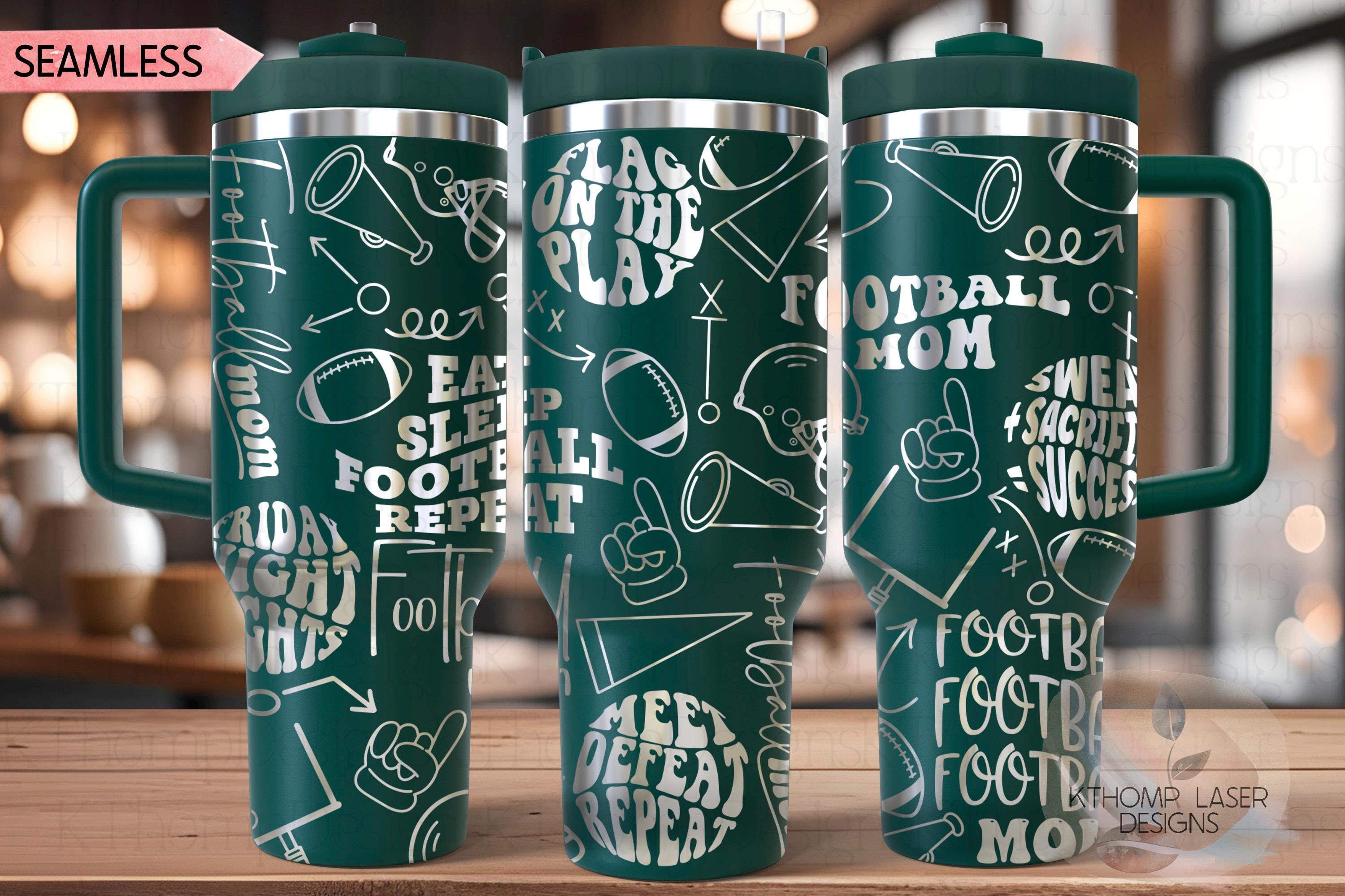 Football Mom 2 Tumbler Wrap SVG | 40oz Laser Engraving File | Rotary Ready Digital Design | Mom Life SVG