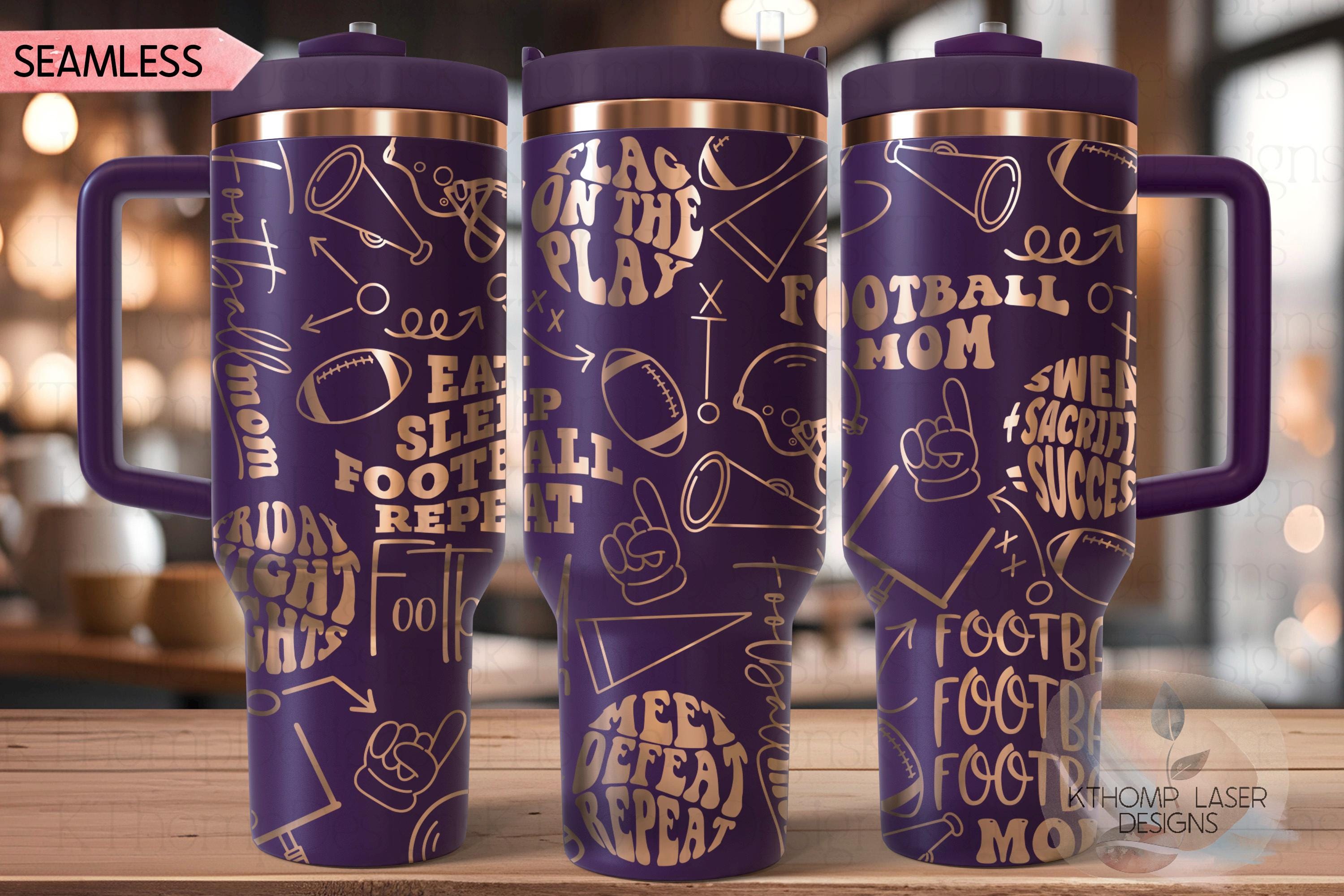 Football Mom 2 Tumbler Wrap SVG | 40oz Laser Engraving File | Rotary Ready Digital Design | Mom Life SVG