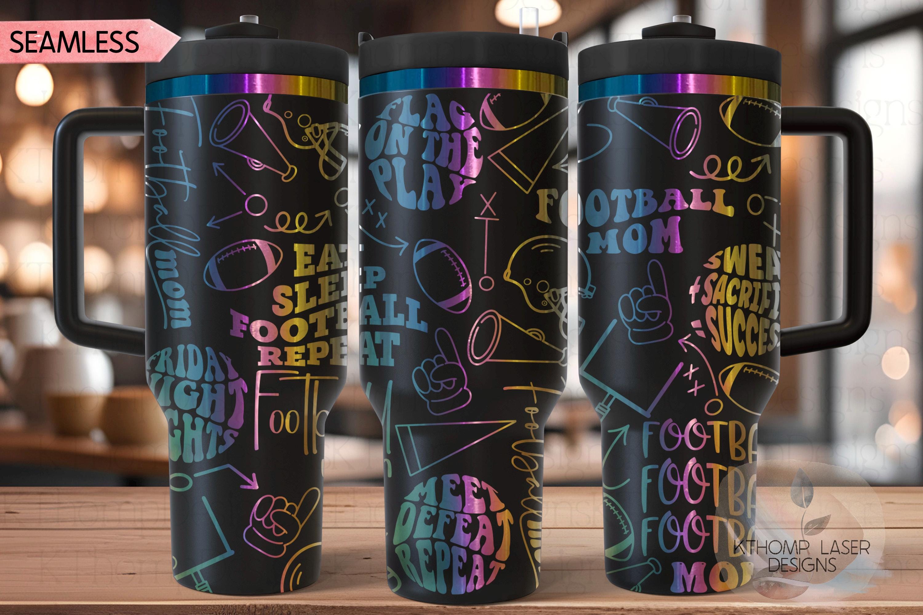 Football Mom 2 Tumbler Wrap SVG | 40oz Laser Engraving File | Rotary Ready Digital Design | Mom Life SVG