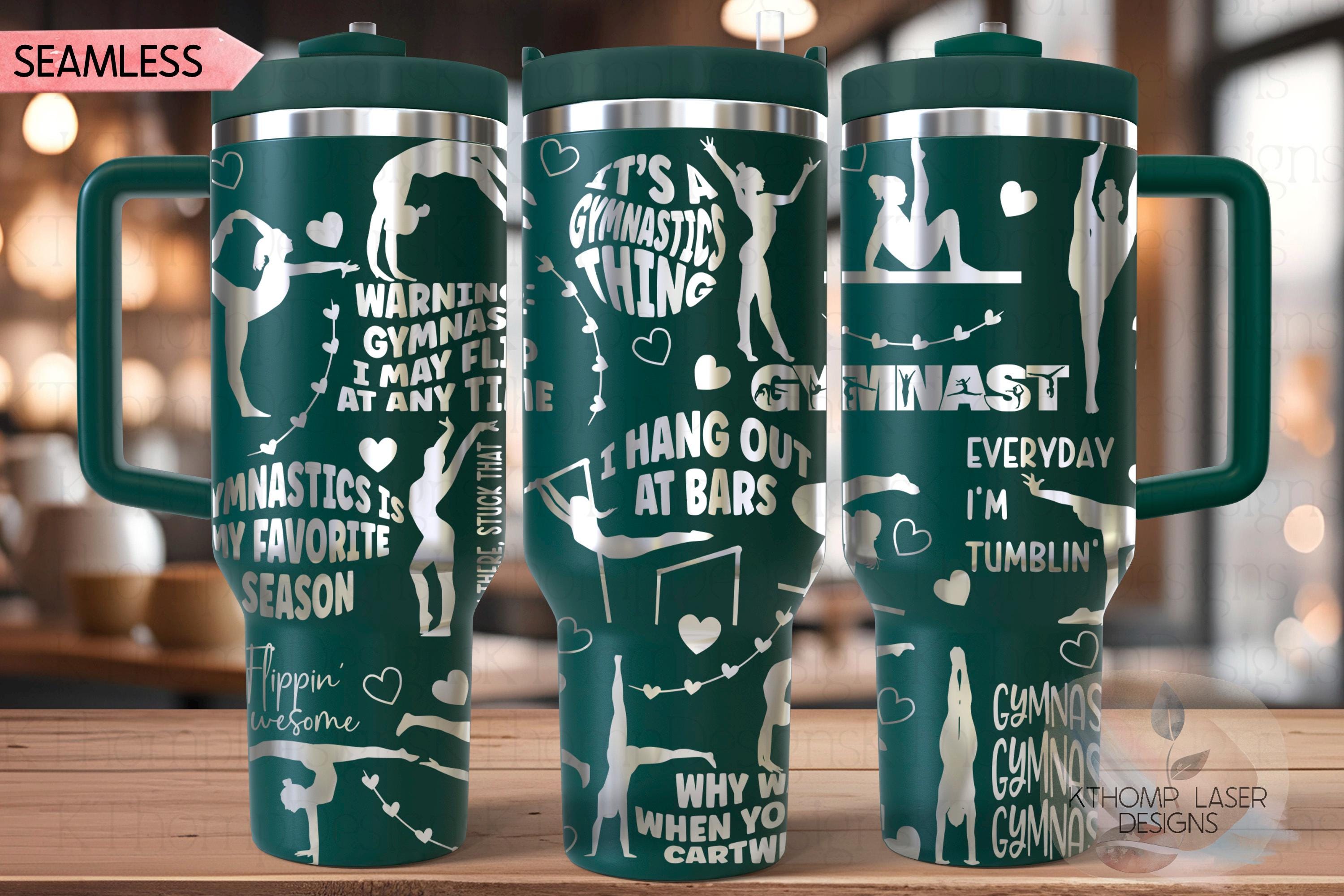 Gymnast Tumbler Wrap SVG | 40oz Laser Engraving File | Rotary Ready Digital Design | Sports Fan SVG