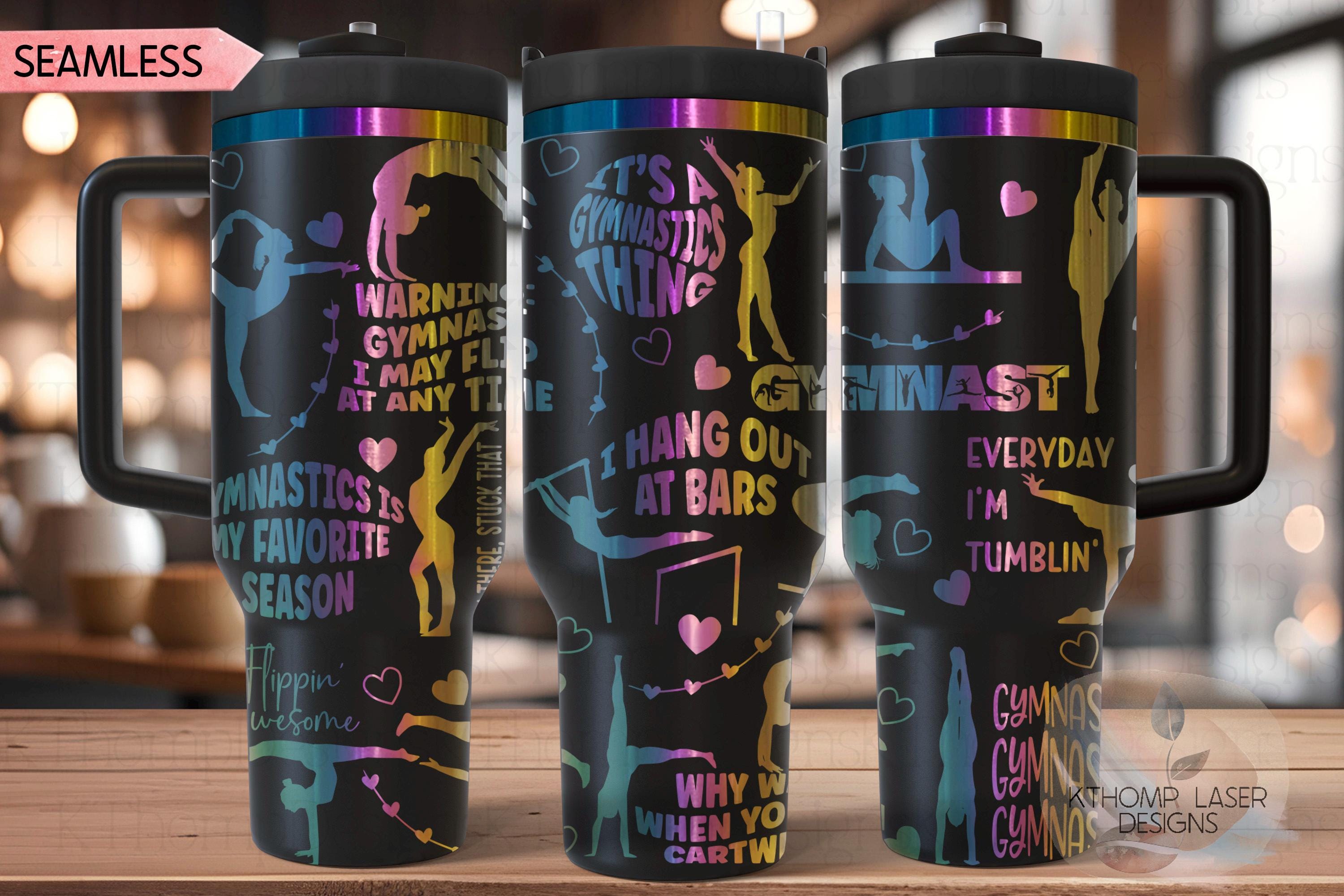 Gymnast Tumbler Wrap SVG | 40oz Laser Engraving File | Rotary Ready Digital Design | Sports Fan SVG