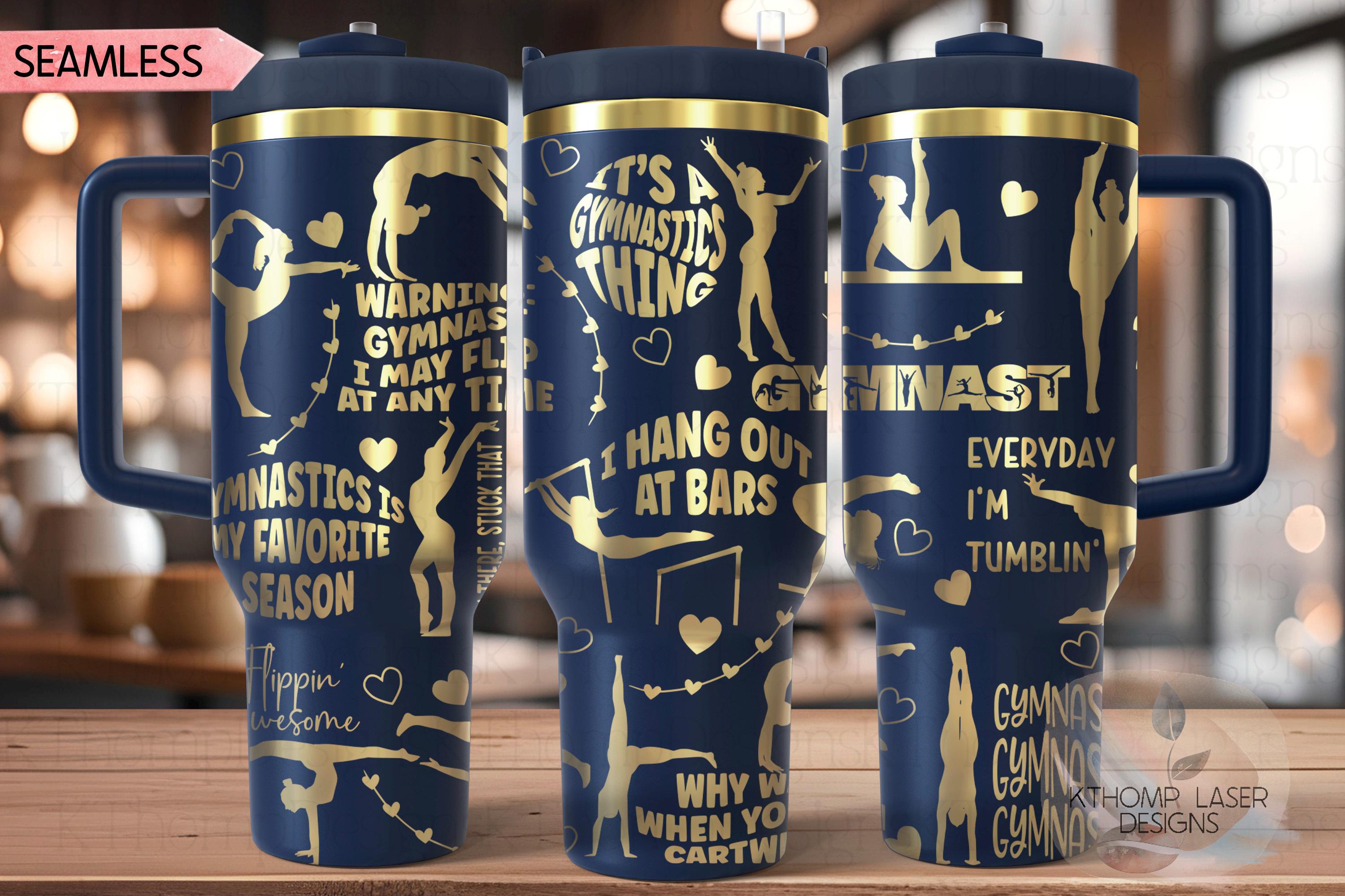 Gymnast Tumbler Wrap SVG | 40oz Laser Engraving File | Rotary Ready Digital Design | Sports Fan SVG