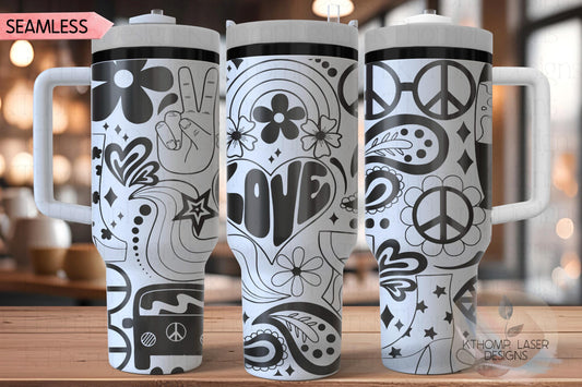 Groovy 70's Vibe Tumbler Wrap SVG | 40oz Laser Engraving File | Rotary Ready Digital Design | Graduation Wedding SVG