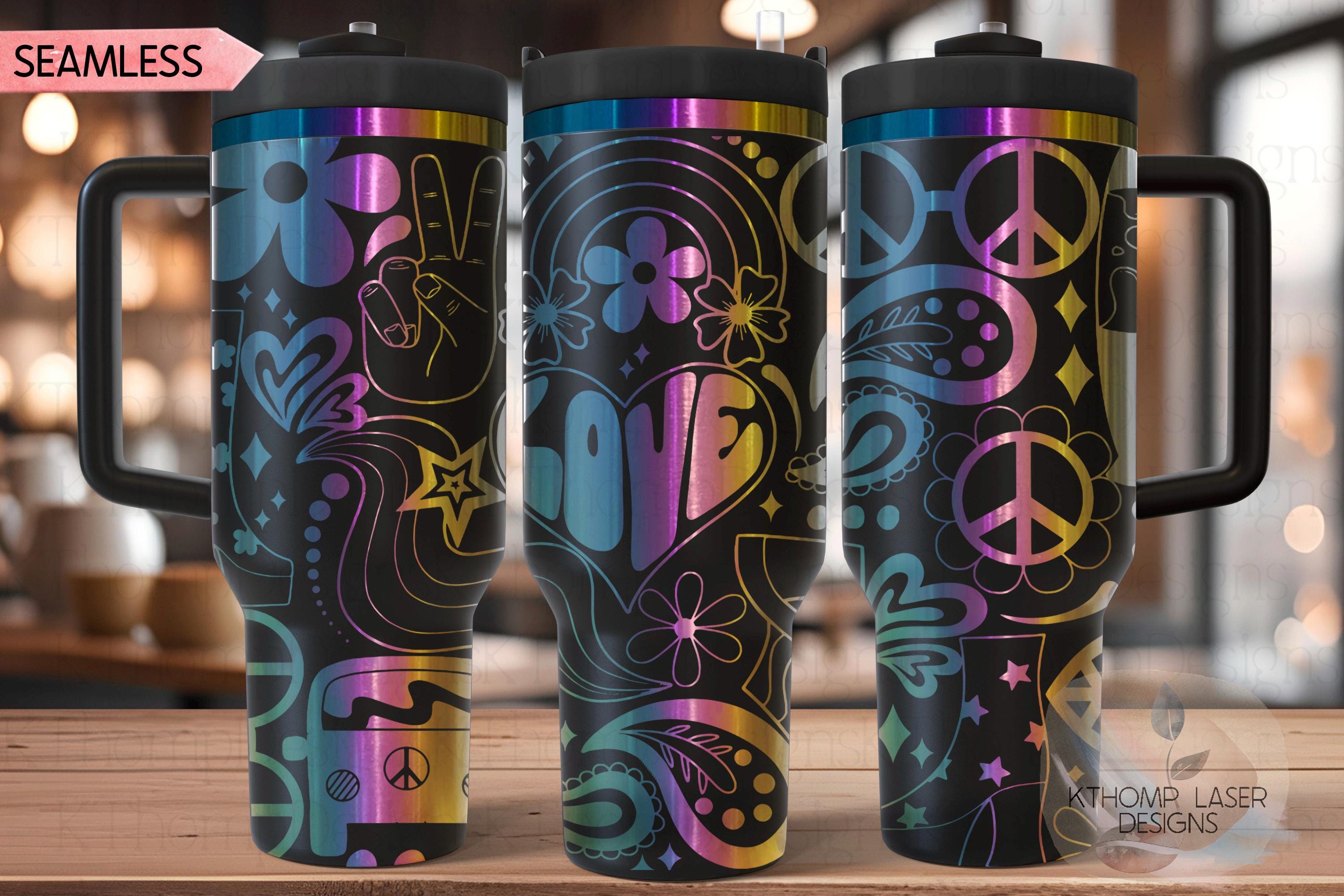 Groovy 70's Vibe Tumbler Wrap SVG | 40oz Laser Engraving File | Rotary Ready Digital Design | Graduation Wedding SVG