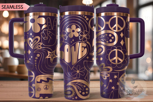 Groovy 70's Vibe Tumbler Wrap SVG | 40oz Laser Engraving File | Rotary Ready Digital Design | Graduation Wedding SVG