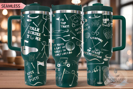 Golf Fan Tumbler Wrap SVG | 40oz Laser Engraving File | Rotary Ready Digital Design | Sports Fan SVG