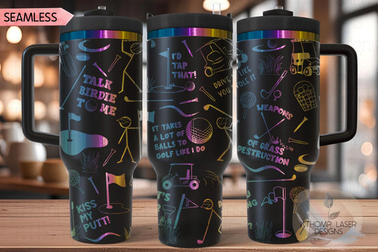 Golf Fan Tumbler Wrap SVG | 40oz Laser Engraving File | Rotary Ready Digital Design | Sports Fan SVG