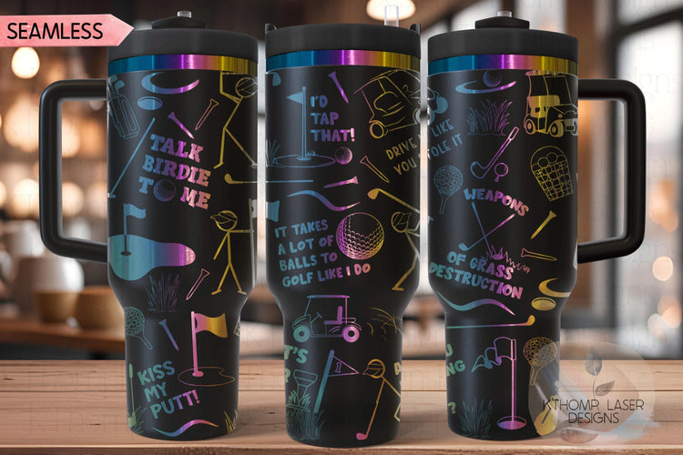 Golf Fan Tumbler Wrap SVG | 40oz Laser Engraving File | Rotary Ready Digital Design | Sports Fan SVG