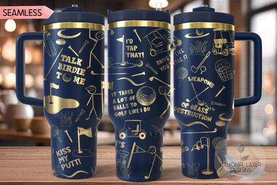 Golf Fan Tumbler Wrap SVG | 40oz Laser Engraving File | Rotary Ready Digital Design | Sports Fan SVG