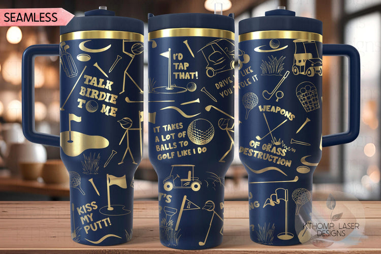Golf Fan Tumbler Wrap SVG | 40oz Laser Engraving File | Rotary Ready Digital Design | Sports Fan SVG