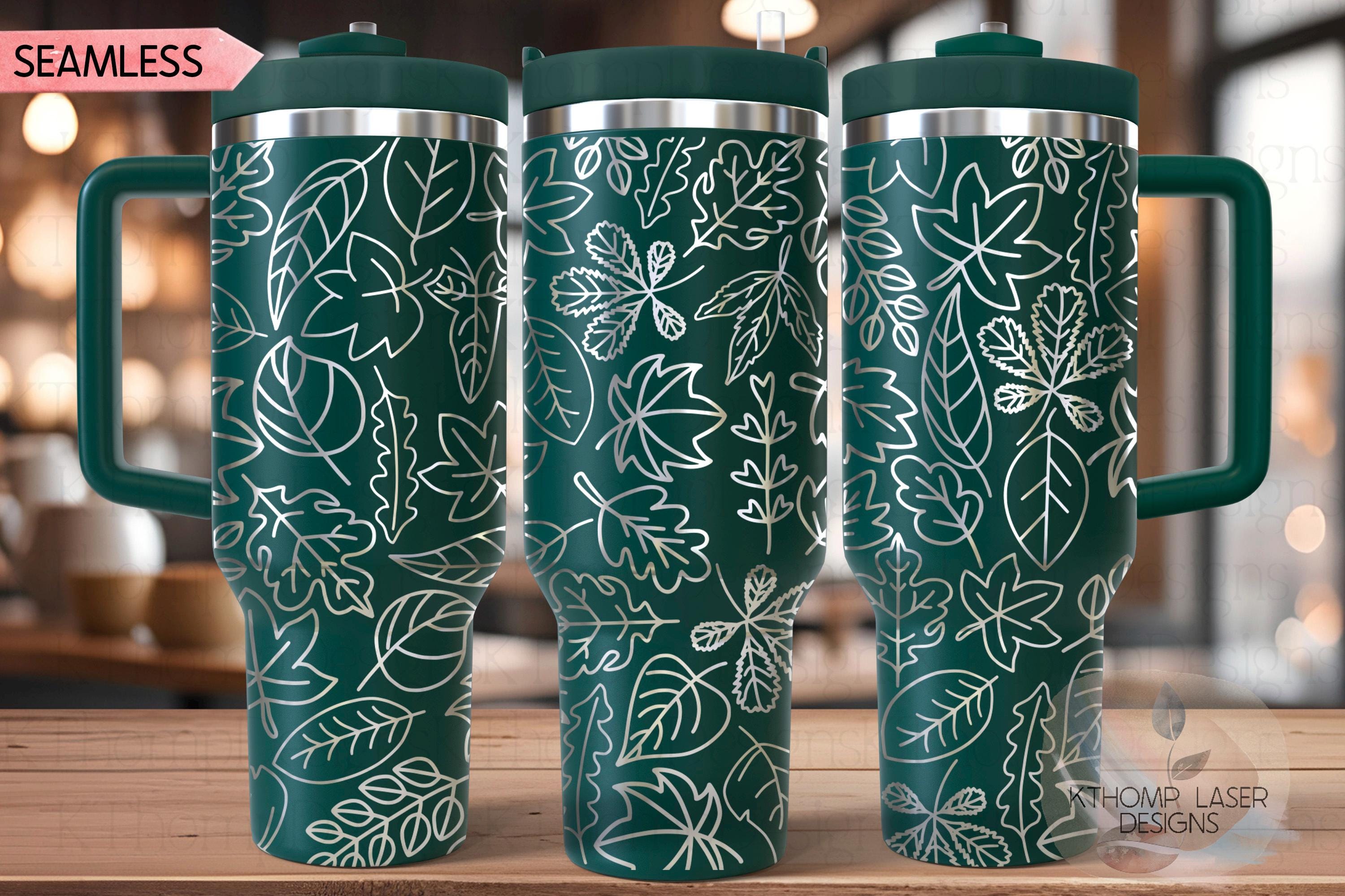 Fall Leaves Doodles Holiday Tumbler Wrap SVG | 40oz Laser Engraving File | Rotary Ready Digital Design | Seasonal SVG