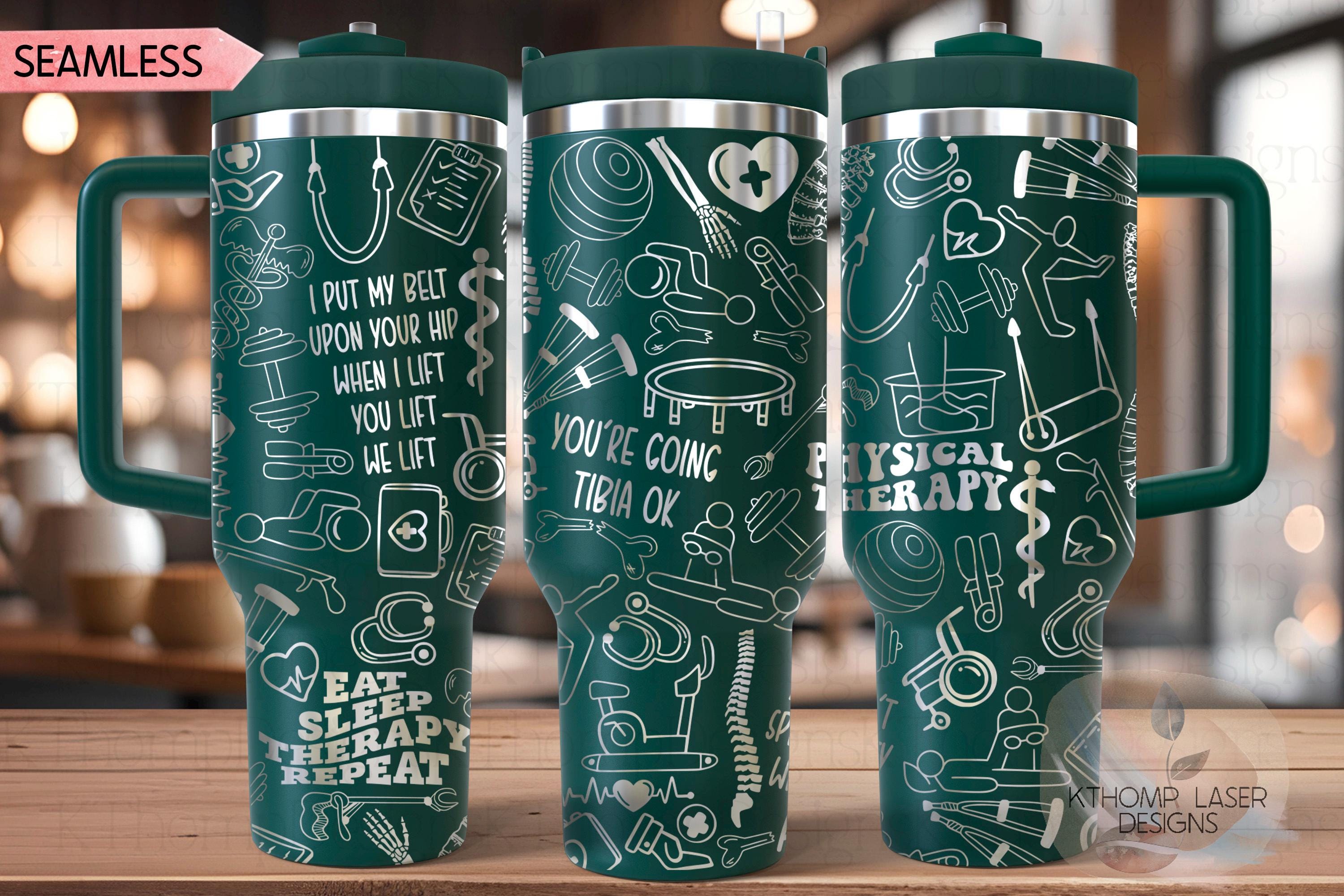 Physical Therapist Tumbler Wrap SVG | 40oz Laser Engraving File | Rotary Ready Digital Design | Career Gift SVG