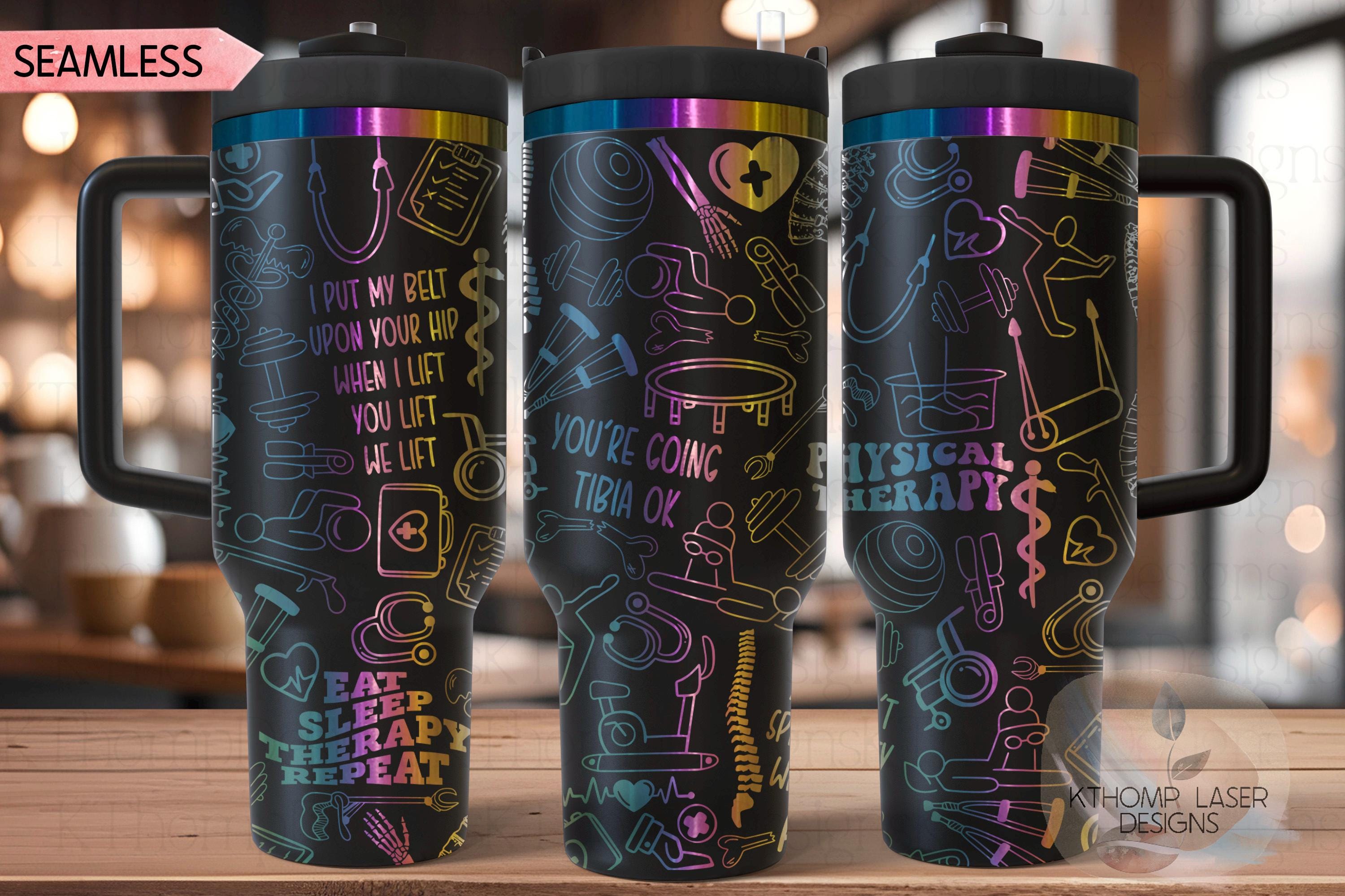 Physical Therapist Tumbler Wrap SVG | 40oz Laser Engraving File | Rotary Ready Digital Design | Career Gift SVG
