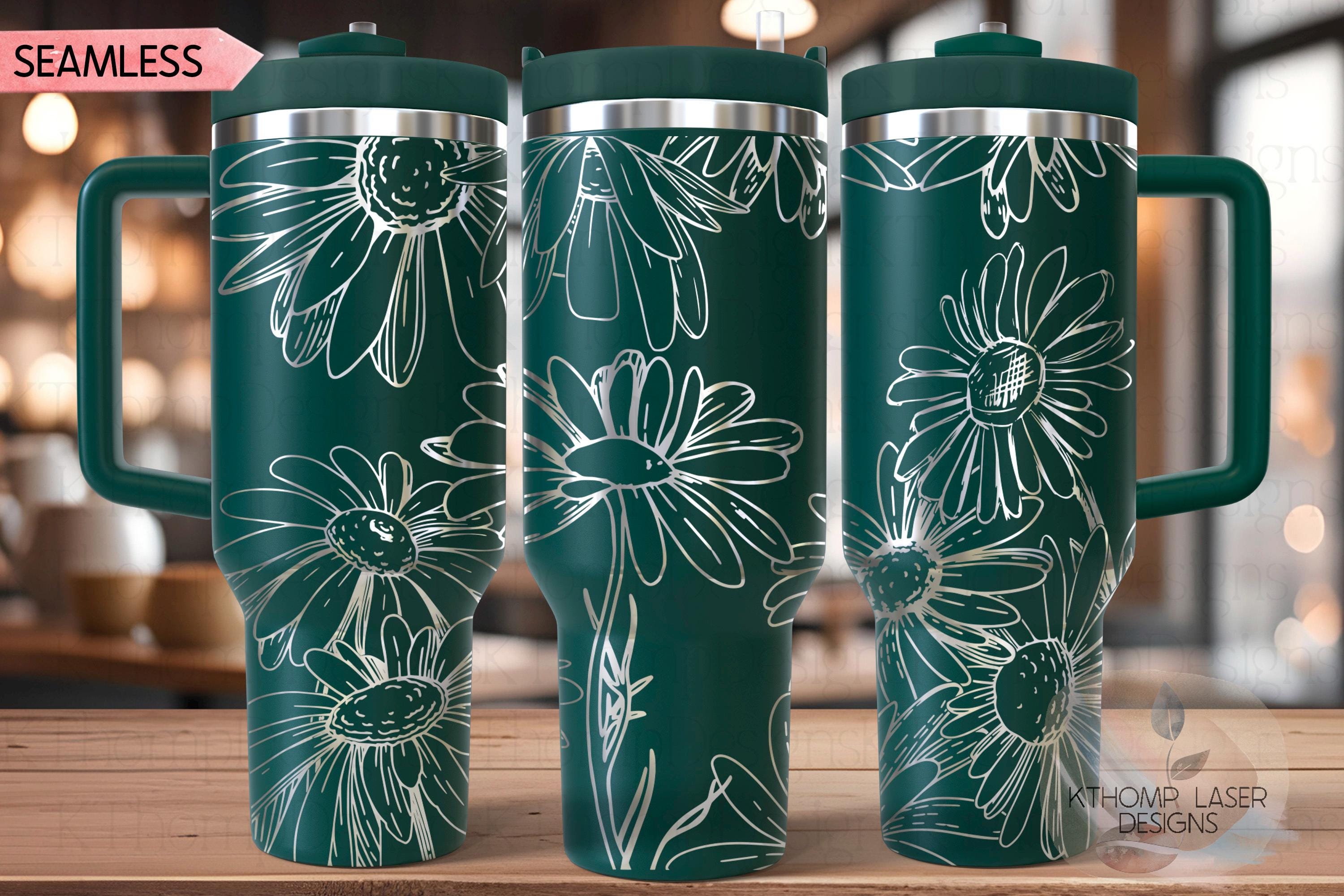 Daisies Tumbler Wrap SVG | 40oz Laser Engraving File | Rotary Engrave Digital Design | Floral SVG Design