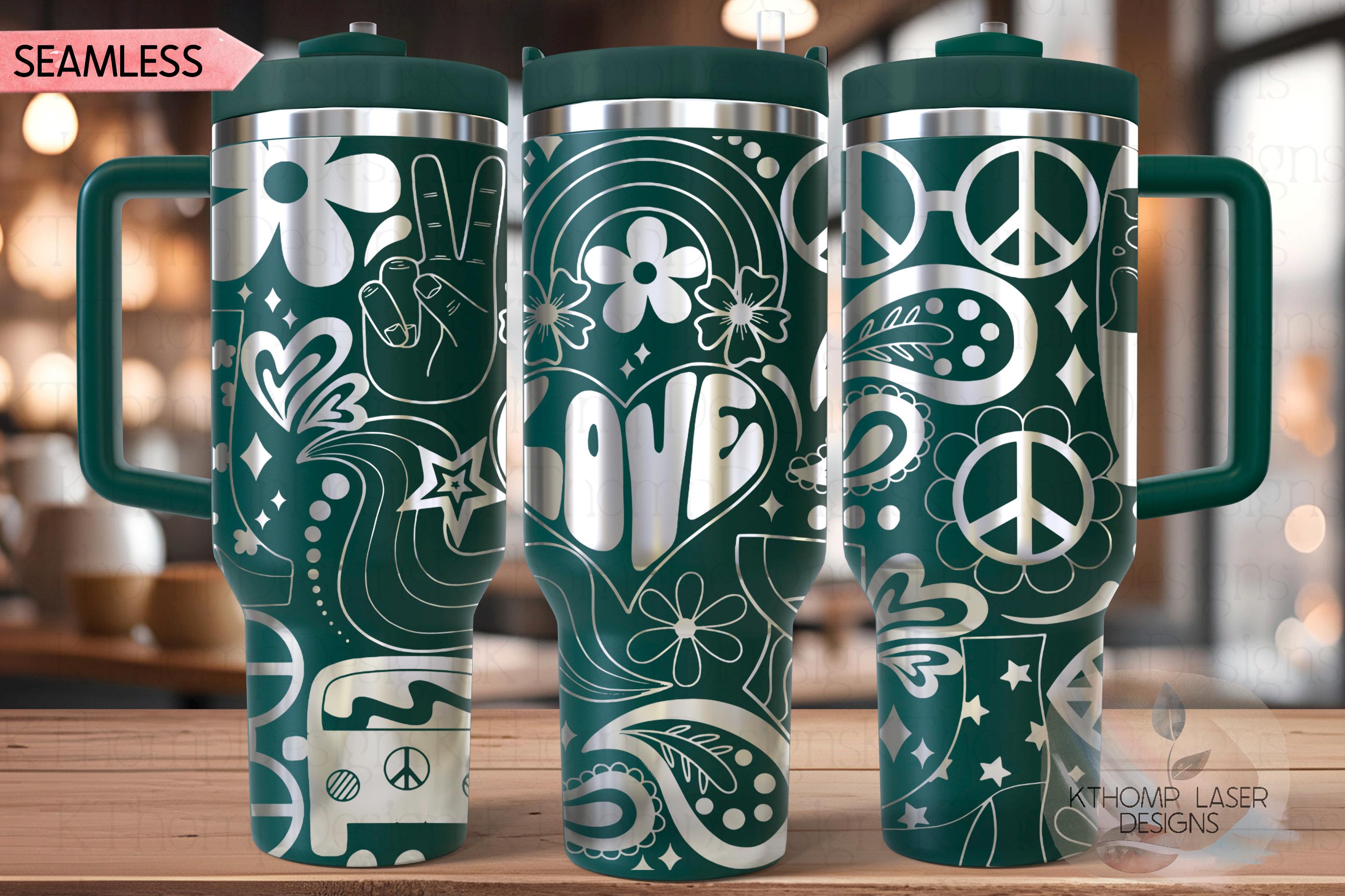 Retro Groovy 70's Tumbler Wrap SVG | 40oz Laser Engraving File | Rotary Ready Digital Design | Graduation Wedding SVG