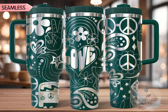 Retro Groovy 70's Tumbler Wrap SVG | 40oz Laser Engraving File | Rotary Ready Digital Design | Graduation Wedding SVG