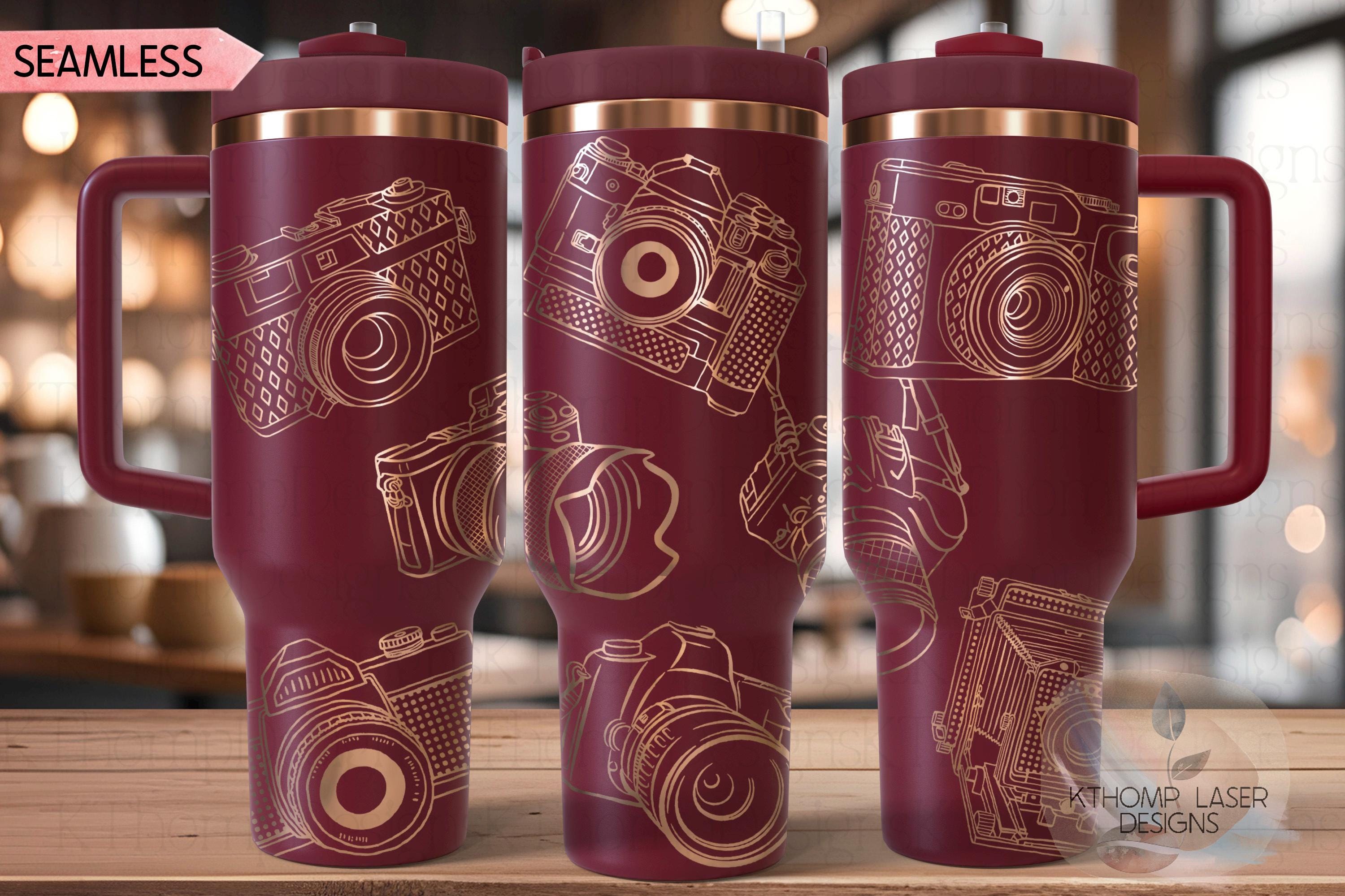 Photography Cameras Tumbler Wrap SVG | 40oz Laser Engraving File | Rotary Ready Digital Design | Career Gift SVG