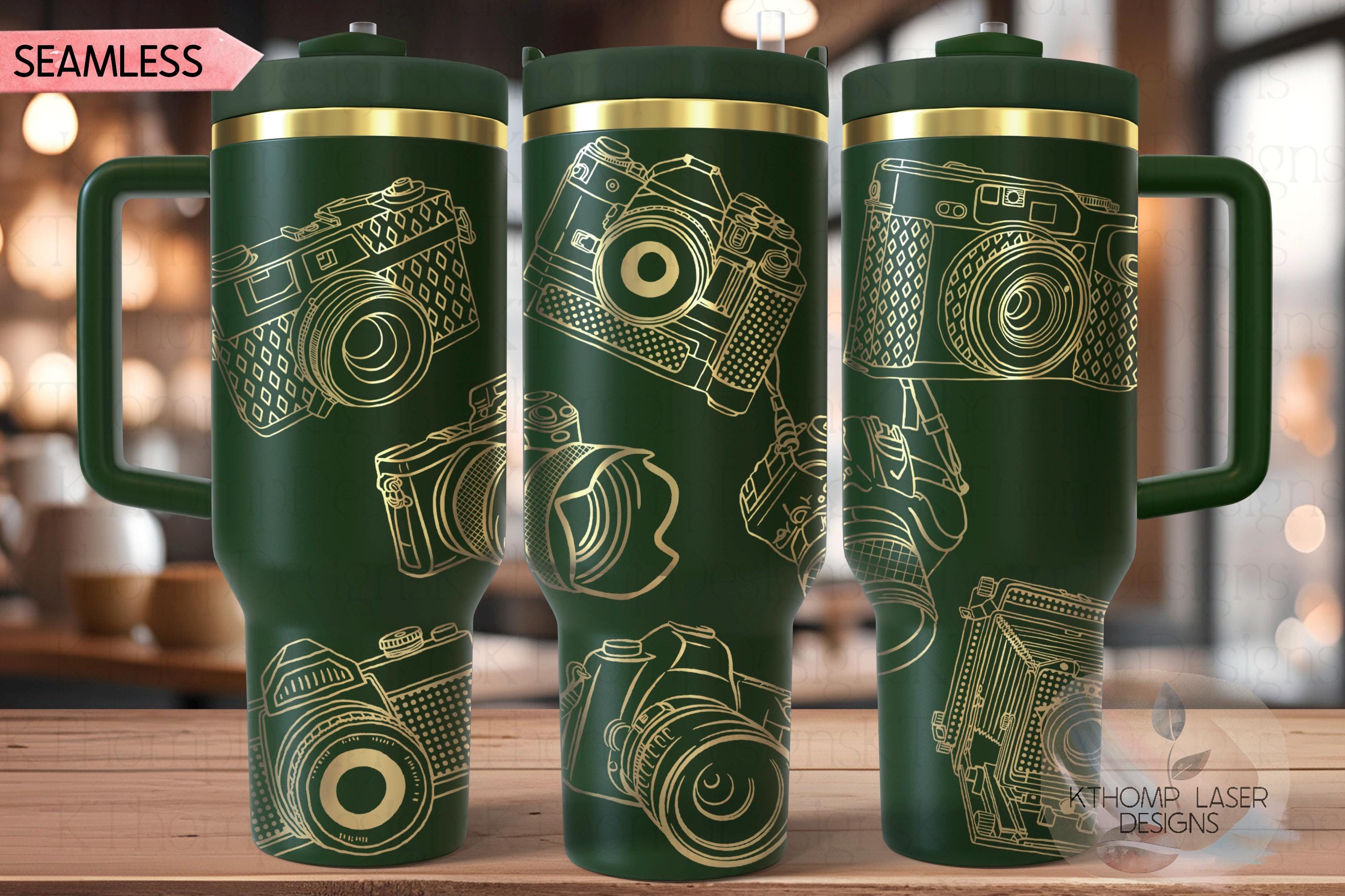 Photography Cameras Tumbler Wrap SVG | 40oz Laser Engraving File | Rotary Ready Digital Design | Career Gift SVG