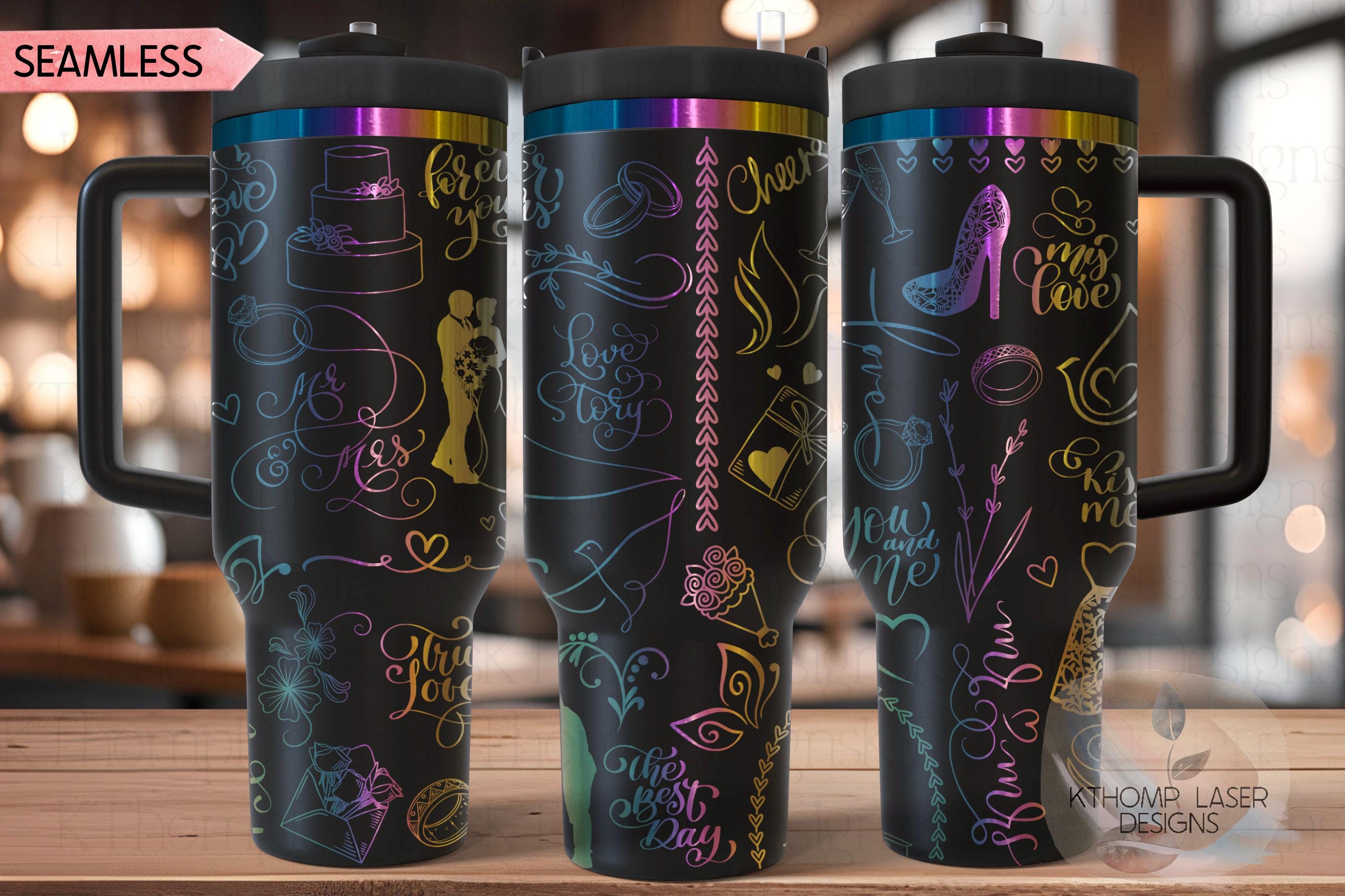 Wedding Bride Marriage Tumbler Wrap SVG | 40oz Laser Engraving File | Rotary Ready Digital Design | Graduation Wedding SVG