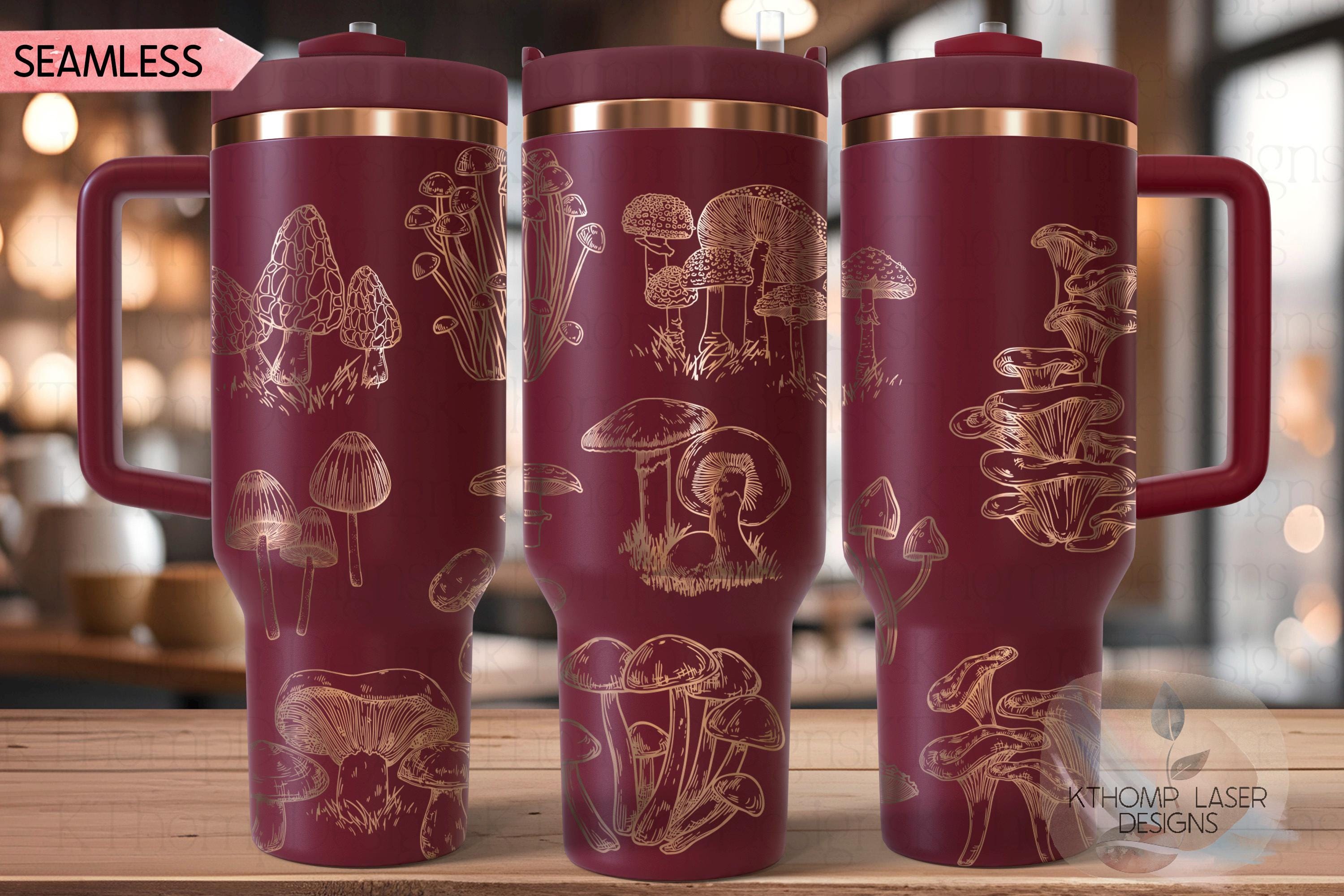 Mushroom Garden Tumbler Wrap SVG | 40oz Laser Engraving File | Rotary Ready Digital Design | Foodie SVG