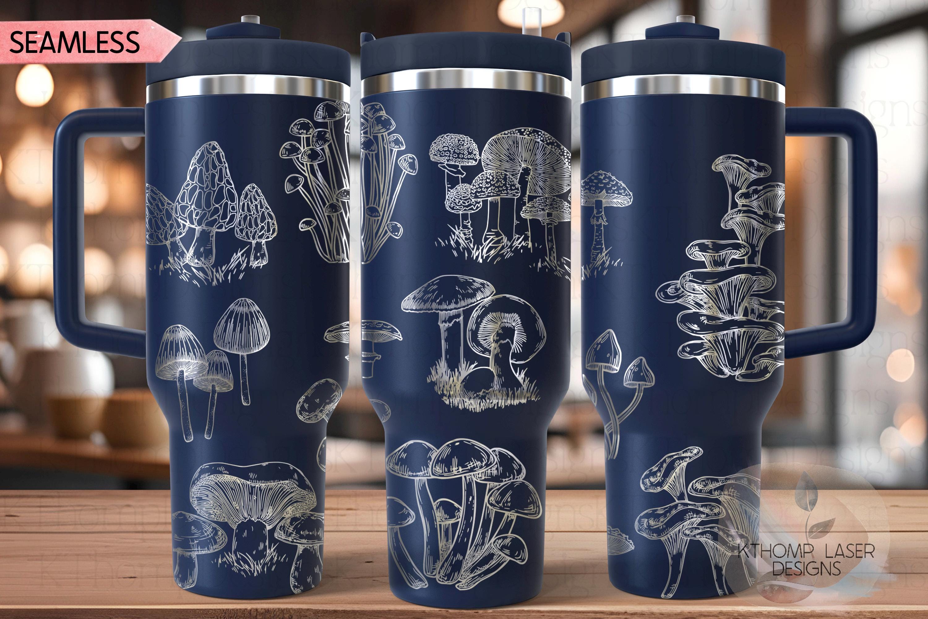 Mushroom Garden Tumbler Wrap SVG | 40oz Laser Engraving File | Rotary Ready Digital Design | Foodie SVG