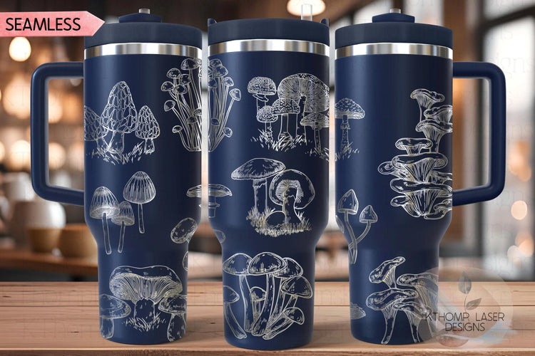 Mushroom Garden Tumbler Wrap SVG | 40oz Laser Engraving File | Rotary Ready Digital Design | Foodie SVG