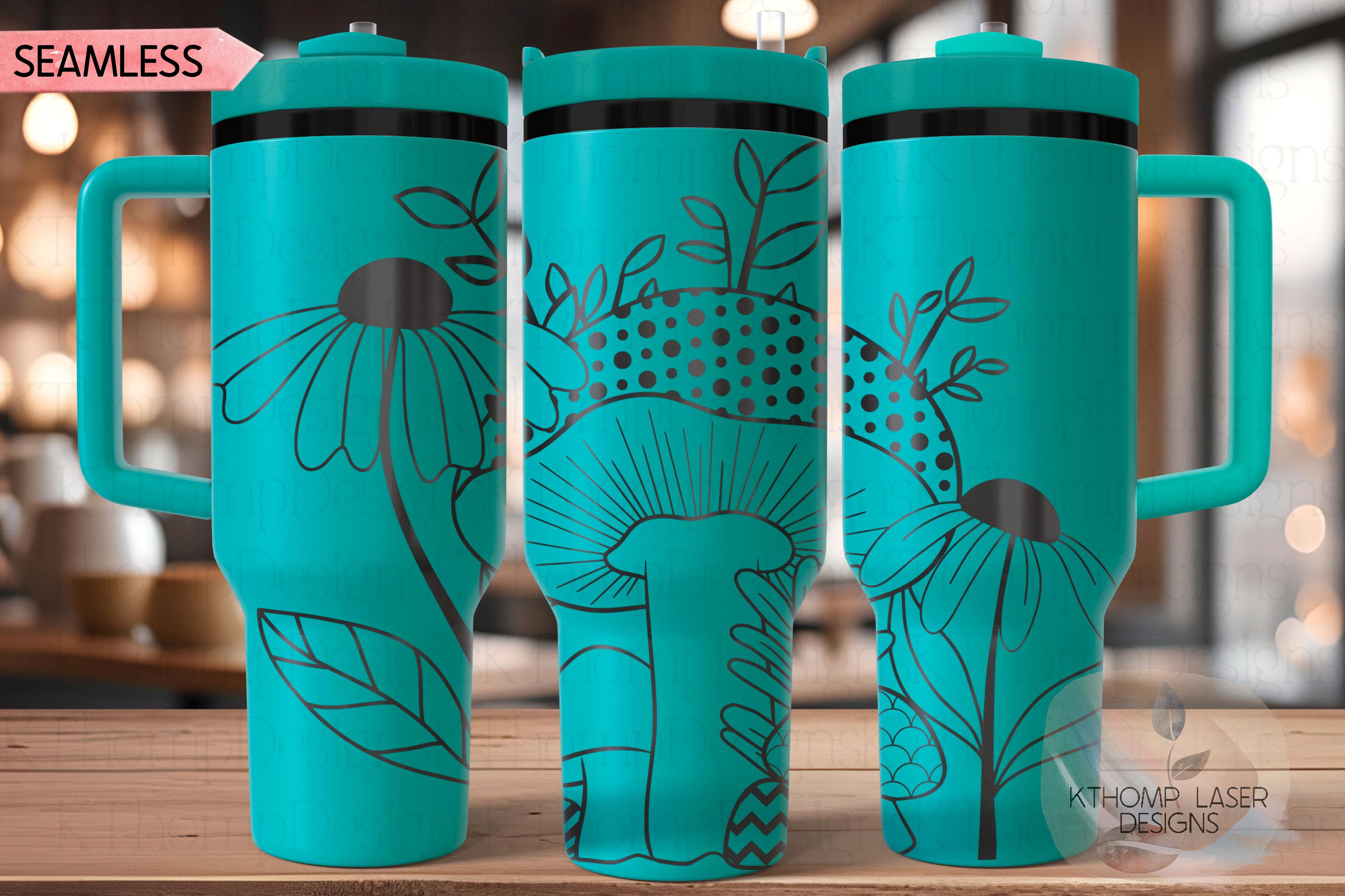 Mushrooms Tumbler Wrap SVG | 40oz Laser Engraving File | Rotary Ready Digital Design | Foodie SVG