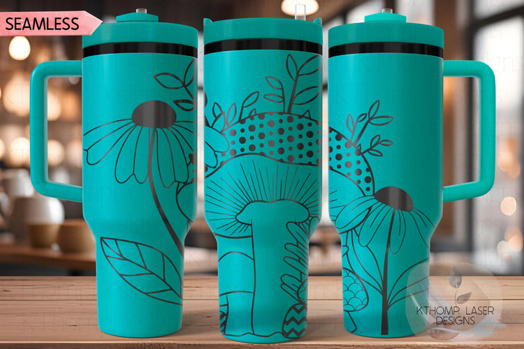 Mushrooms Tumbler Wrap SVG | 40oz Laser Engraving File | Rotary Ready Digital Design | Foodie SVG