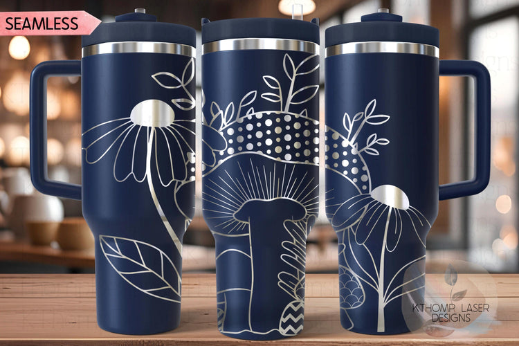 Mushrooms Tumbler Wrap SVG | 40oz Laser Engraving File | Rotary Ready Digital Design | Foodie SVG