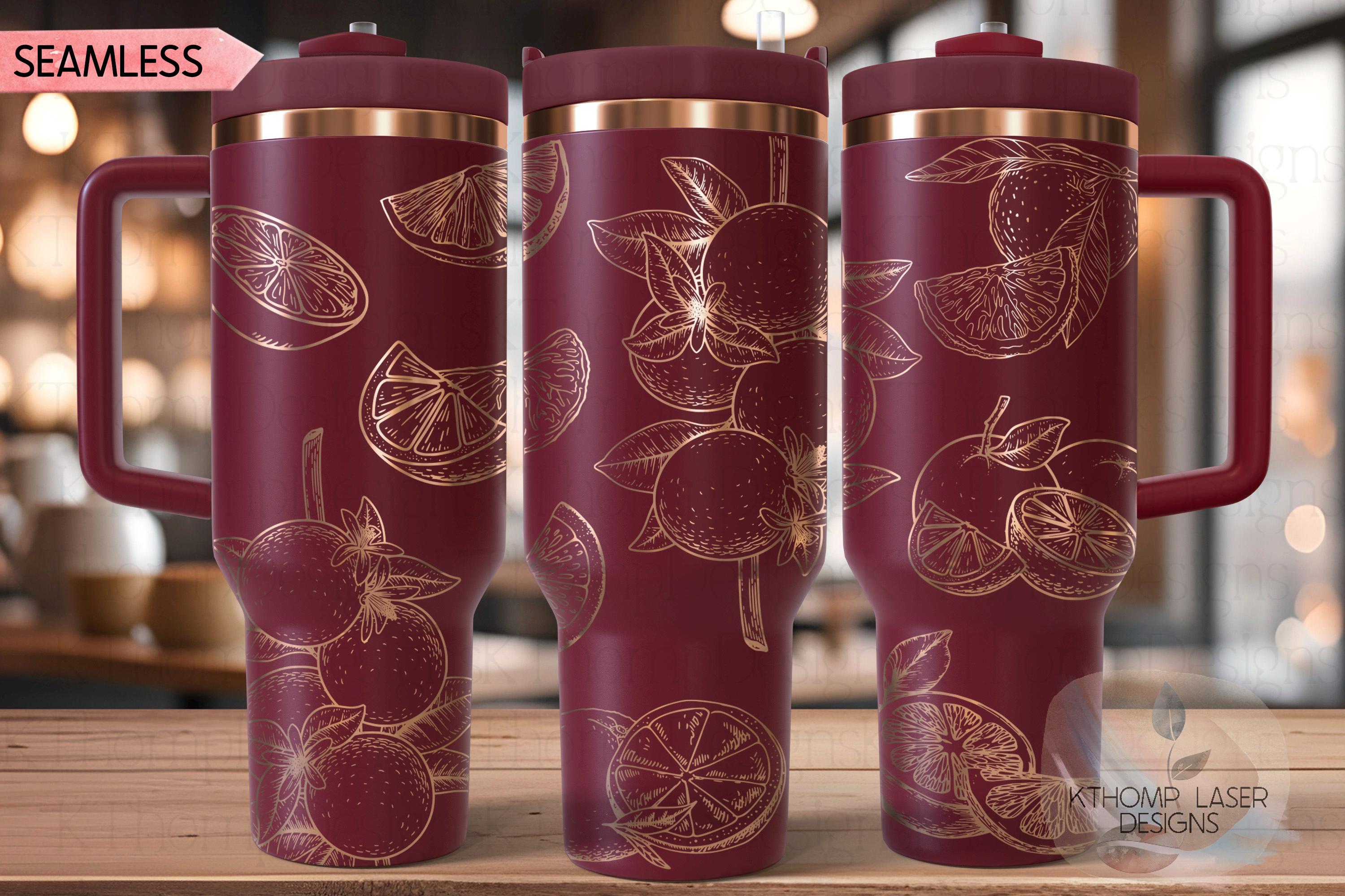 Oranges Tumbler Wrap SVG | 40oz Laser Engraving File | Rotary Ready Digital Design | Foodie SVG
