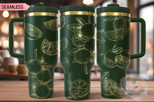 Oranges Tumbler Wrap SVG | 40oz Laser Engraving File | Rotary Ready Digital Design | Foodie SVG