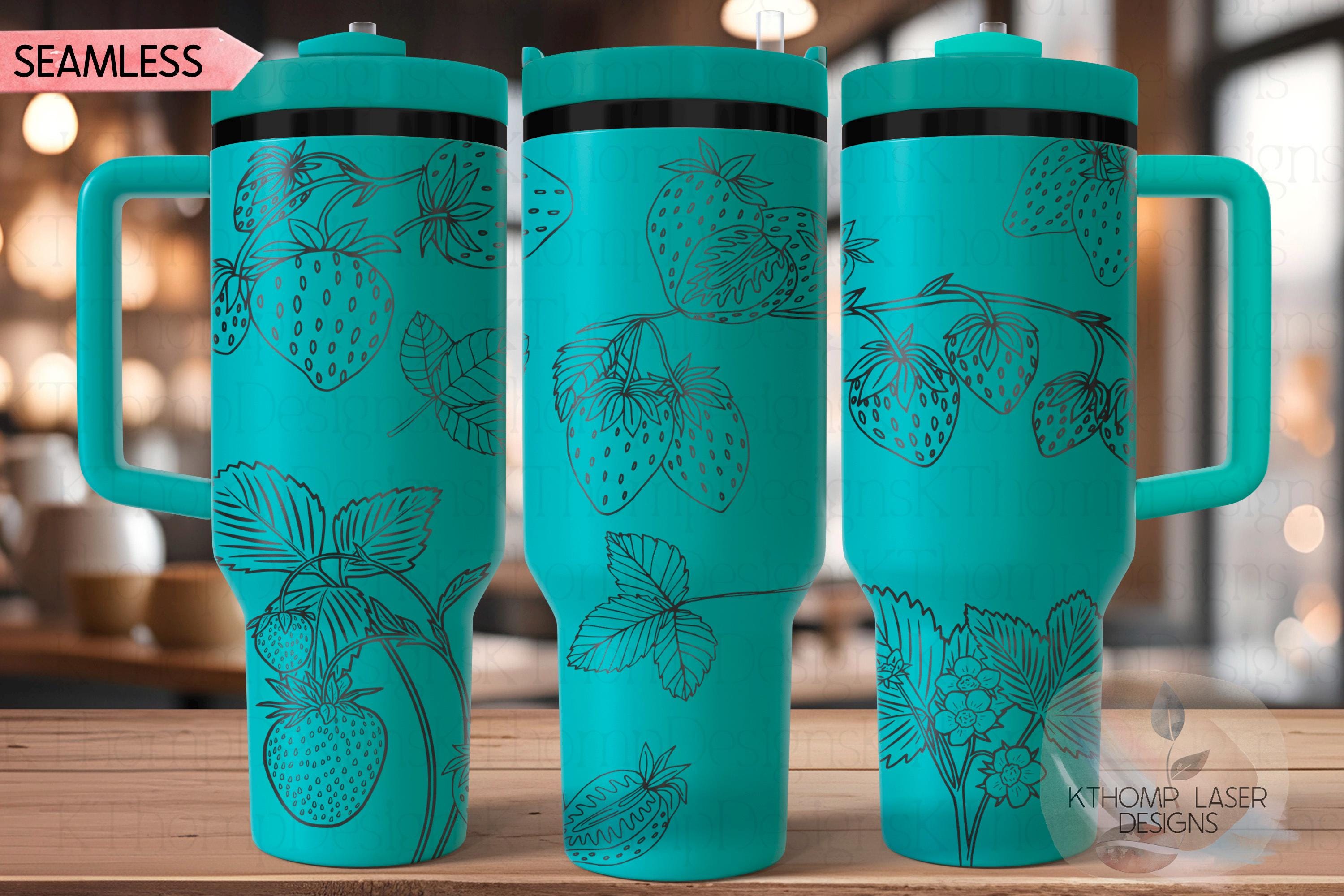 Strawberries Fruit Tumbler Wrap SVG | 40oz Laser Engraving File | Rotary Ready Digital Design | Foodie SVG