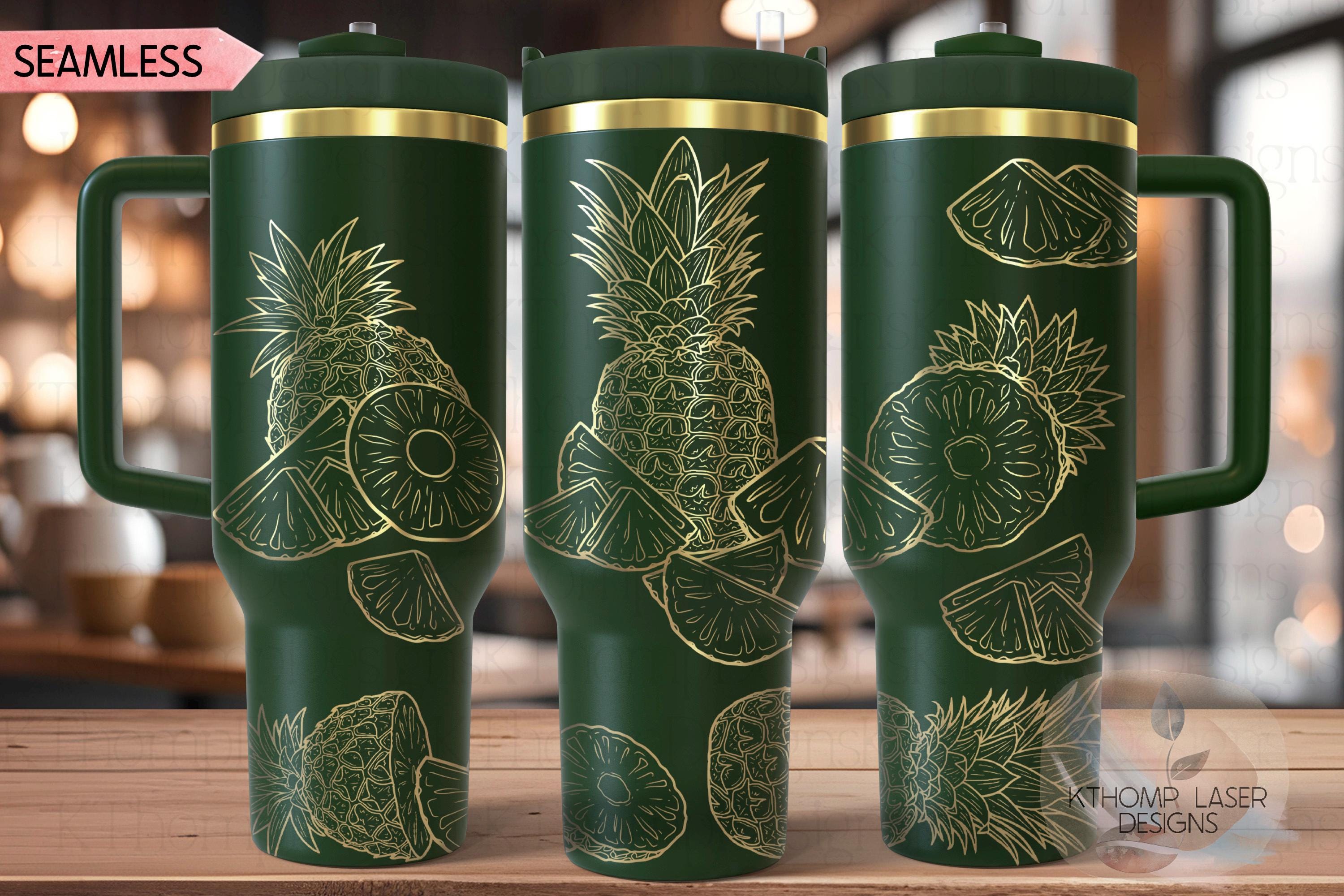 Pineapple Fruit Tumbler Wrap SVG | 40oz Laser Engraving File | Rotary Ready Digital Design | Foodie SVG