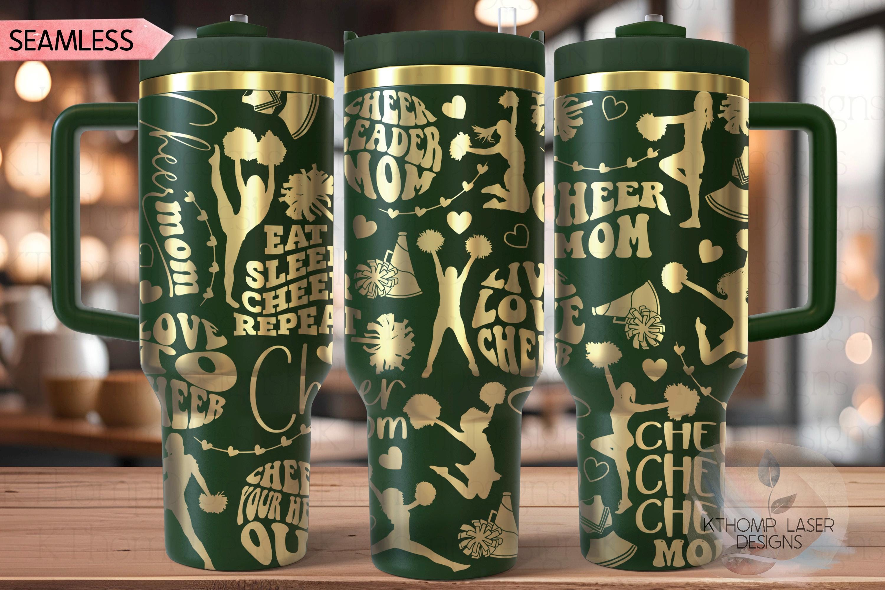 Cheer Mom Tumbler Wrap SVG | 40oz Laser Engraving File | Rotary Ready Digital Design | Mom Life SVG