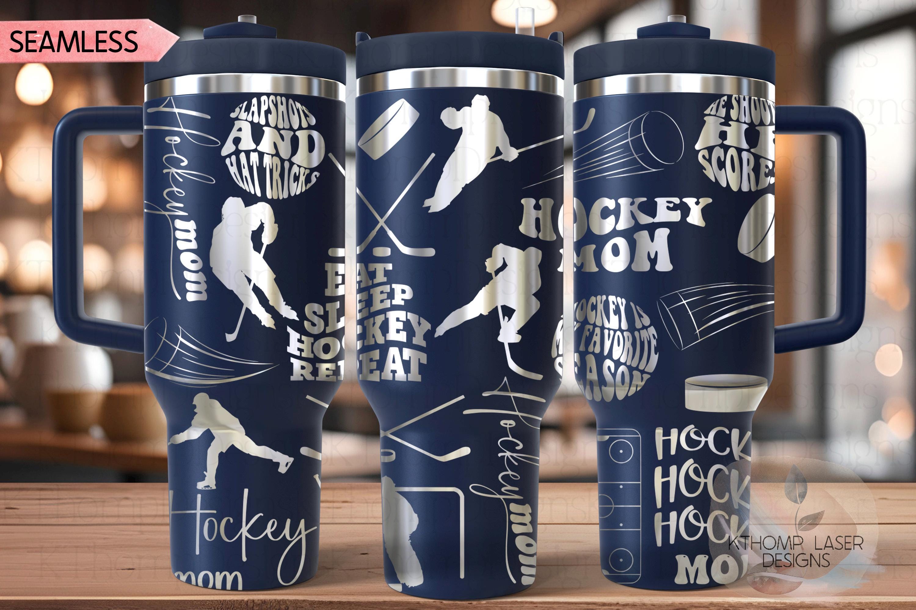 Hockey Mom Tumbler Wrap SVG | 40oz Laser Engraving File | Rotary Ready Digital Design | Mom Life SVG