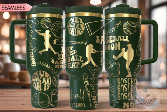 Baseball Mom Tumbler Wrap SVG | 40oz Laser Engraving File | Rotary Ready Digital Design | Mom Life SVG